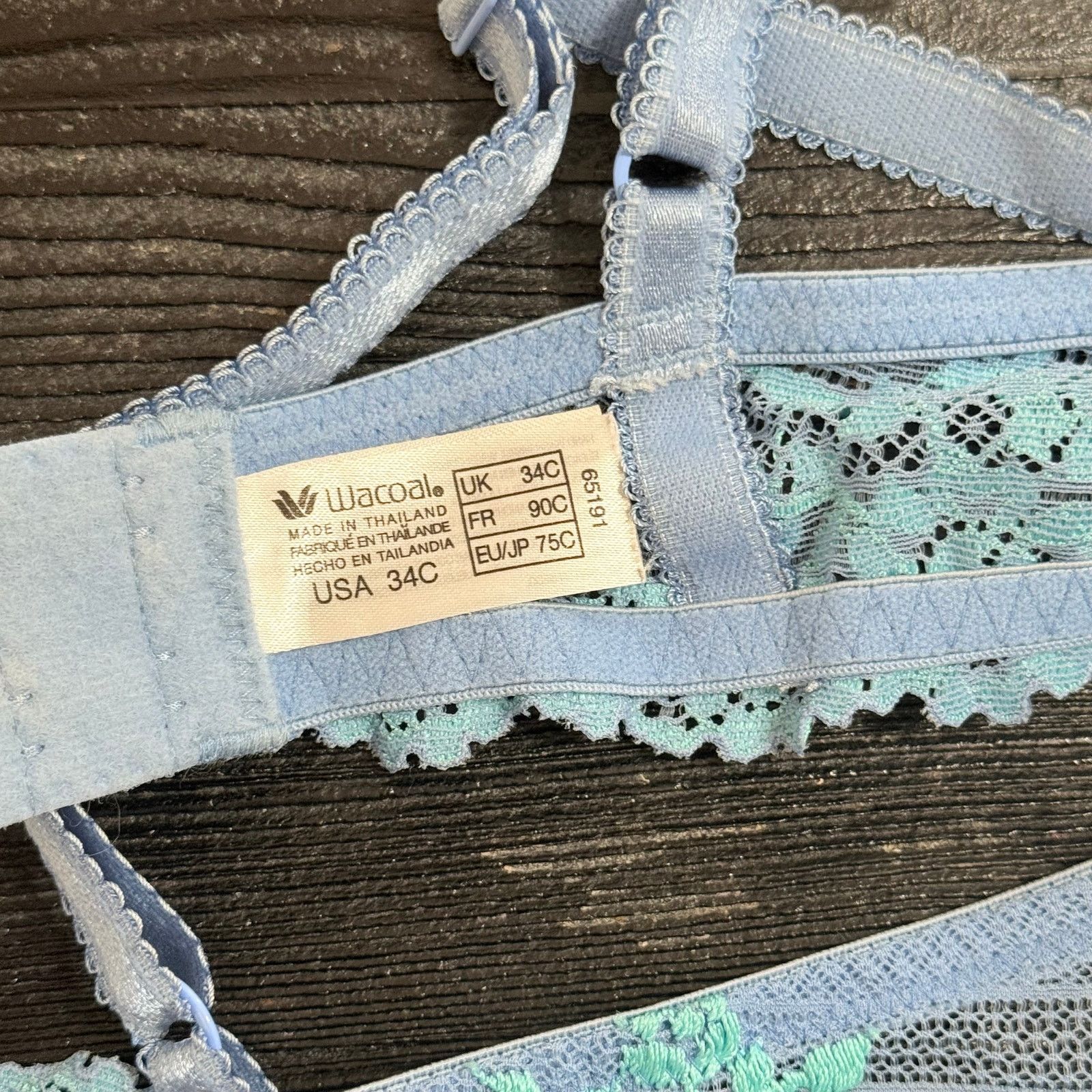 Other Wacoal Blue & Aqua Lace Bra | Sz 34C Size ONE SIZE - 6 Thumbnail
