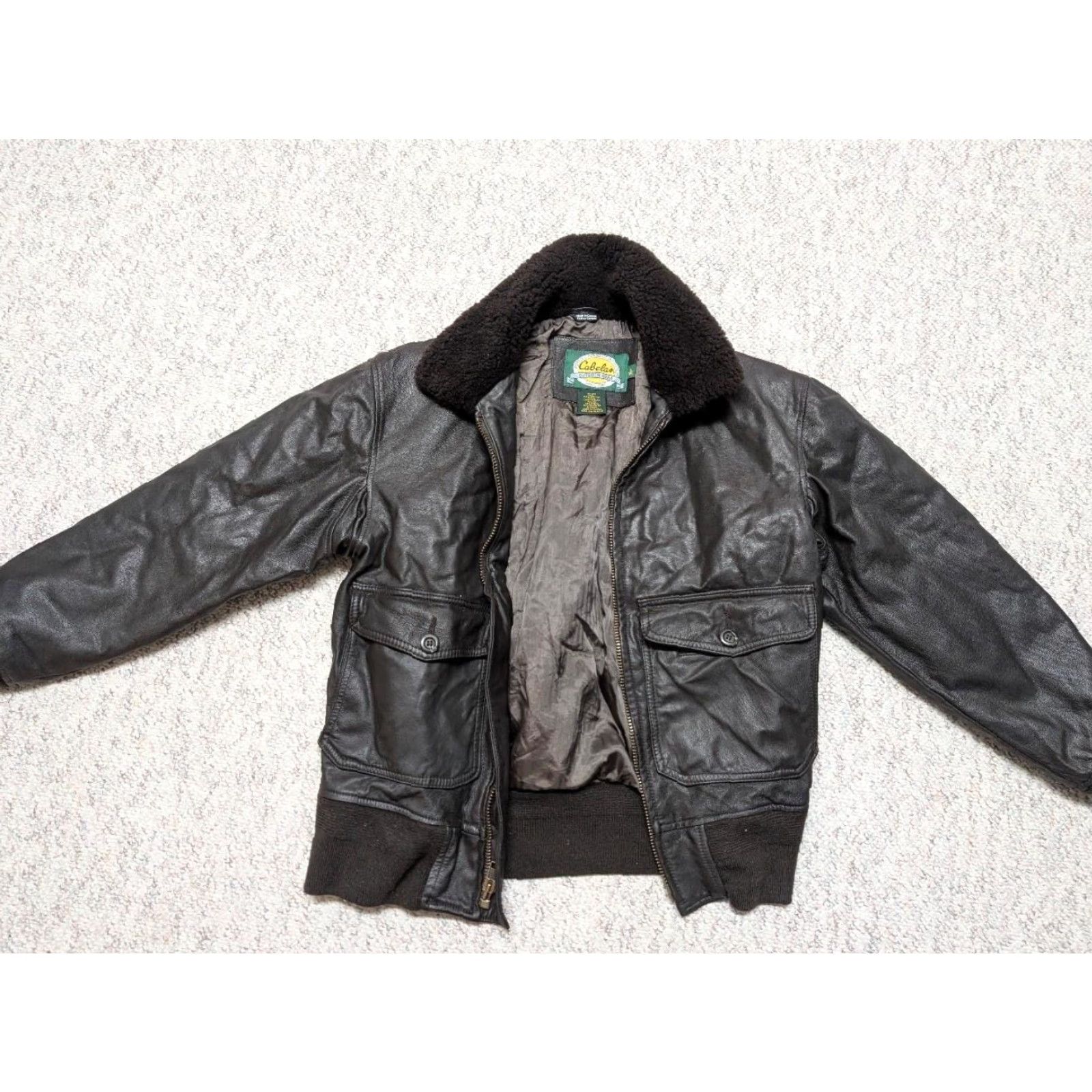 Vintage VINTAGE Cabela's GOATSKIN Leather BOMBER Jacket Brown Mens S Size US S / EU 44-46 / 1 - 7 Thumbnail