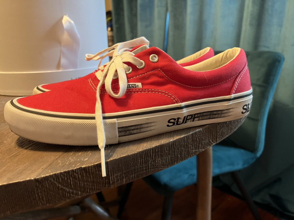image of Supreme Vans Era Motion Logo Shoes in Red, Men's (Size 11.5)