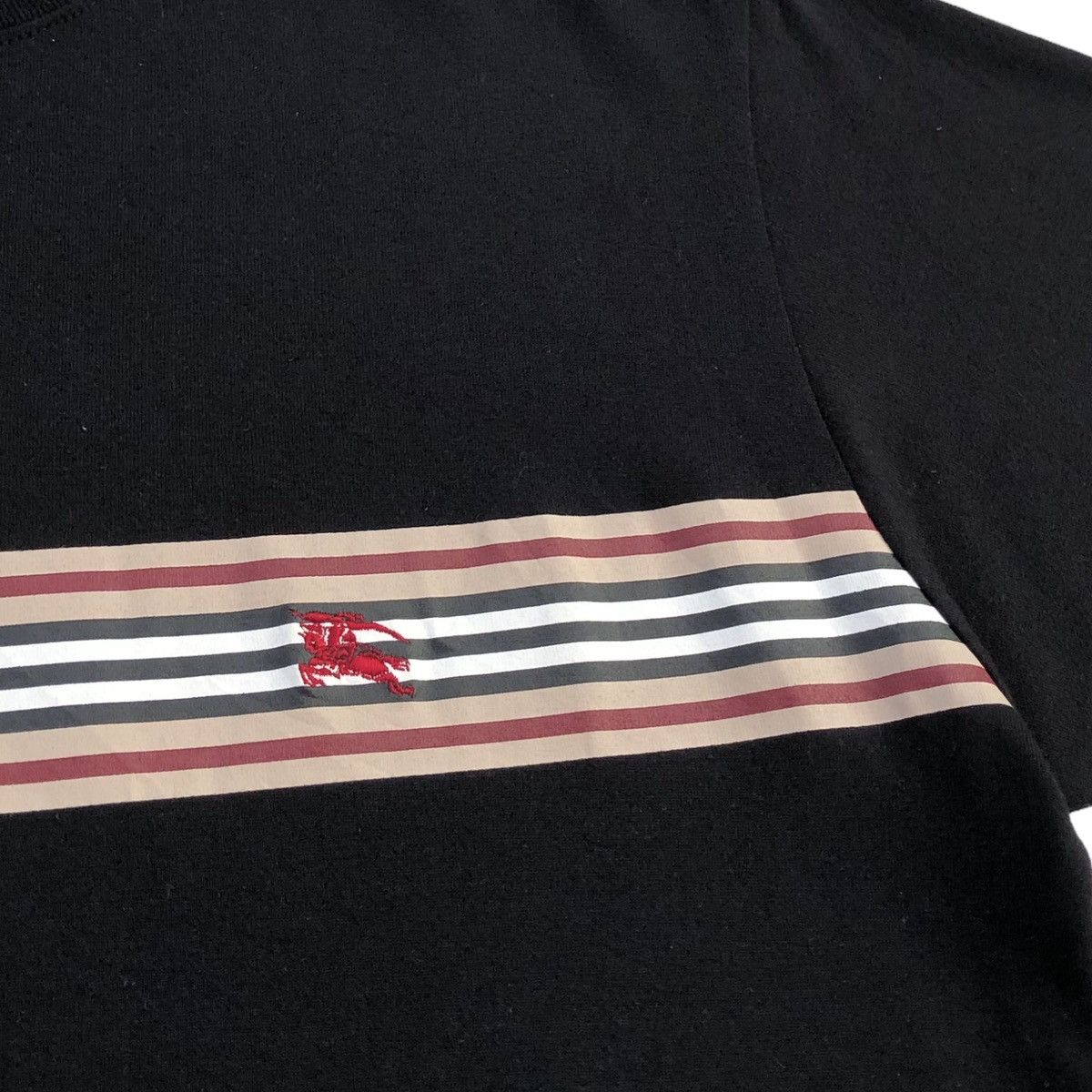 Burberry Burberry Blue Label Stripes Embroidery Logo Black Tee Size US M / EU 48-50 / 2 - 5 Thumbnail
