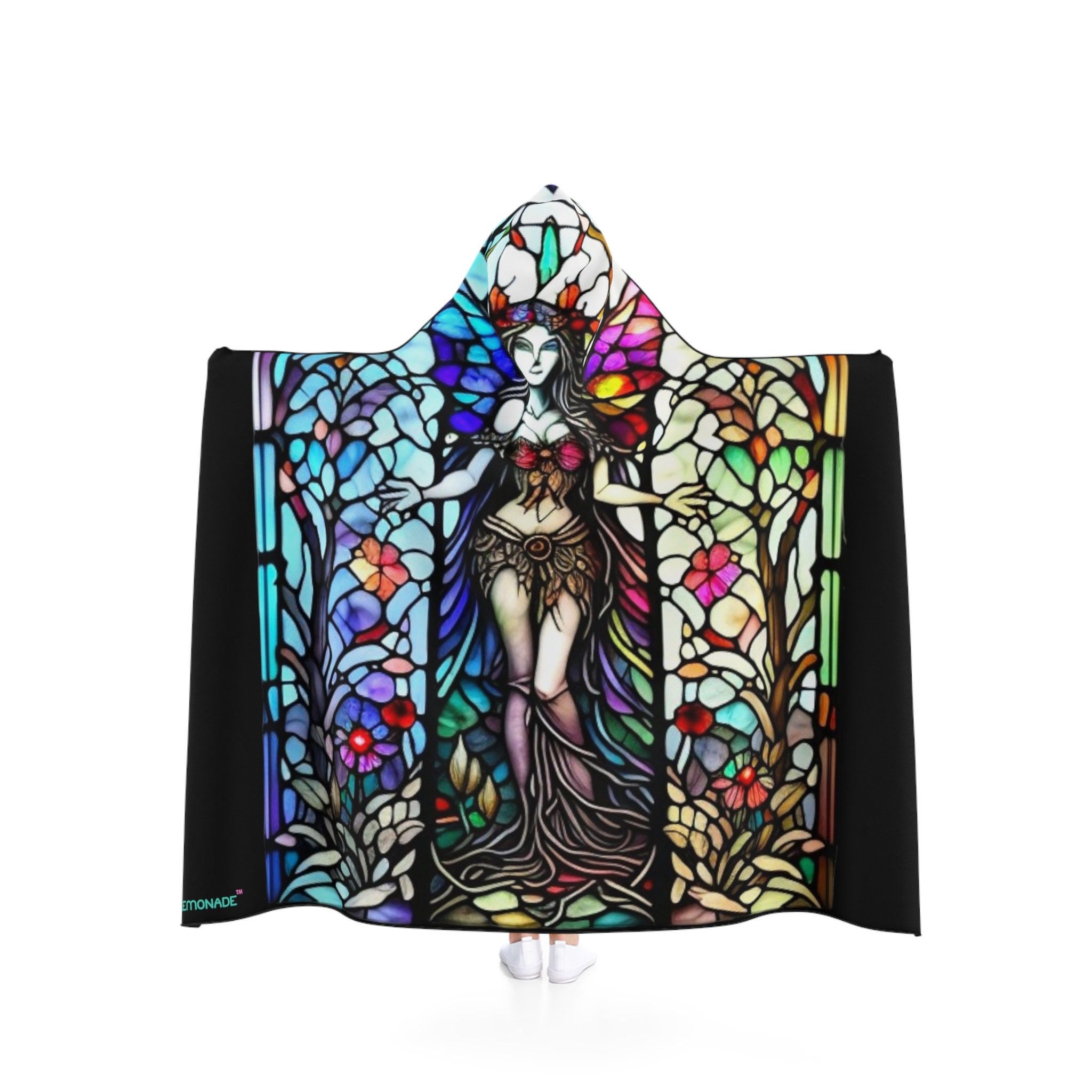 image of Disco Lemonade Goddess, Hooded Cloak, Uv, Rave, Blanket in Neon, Women's