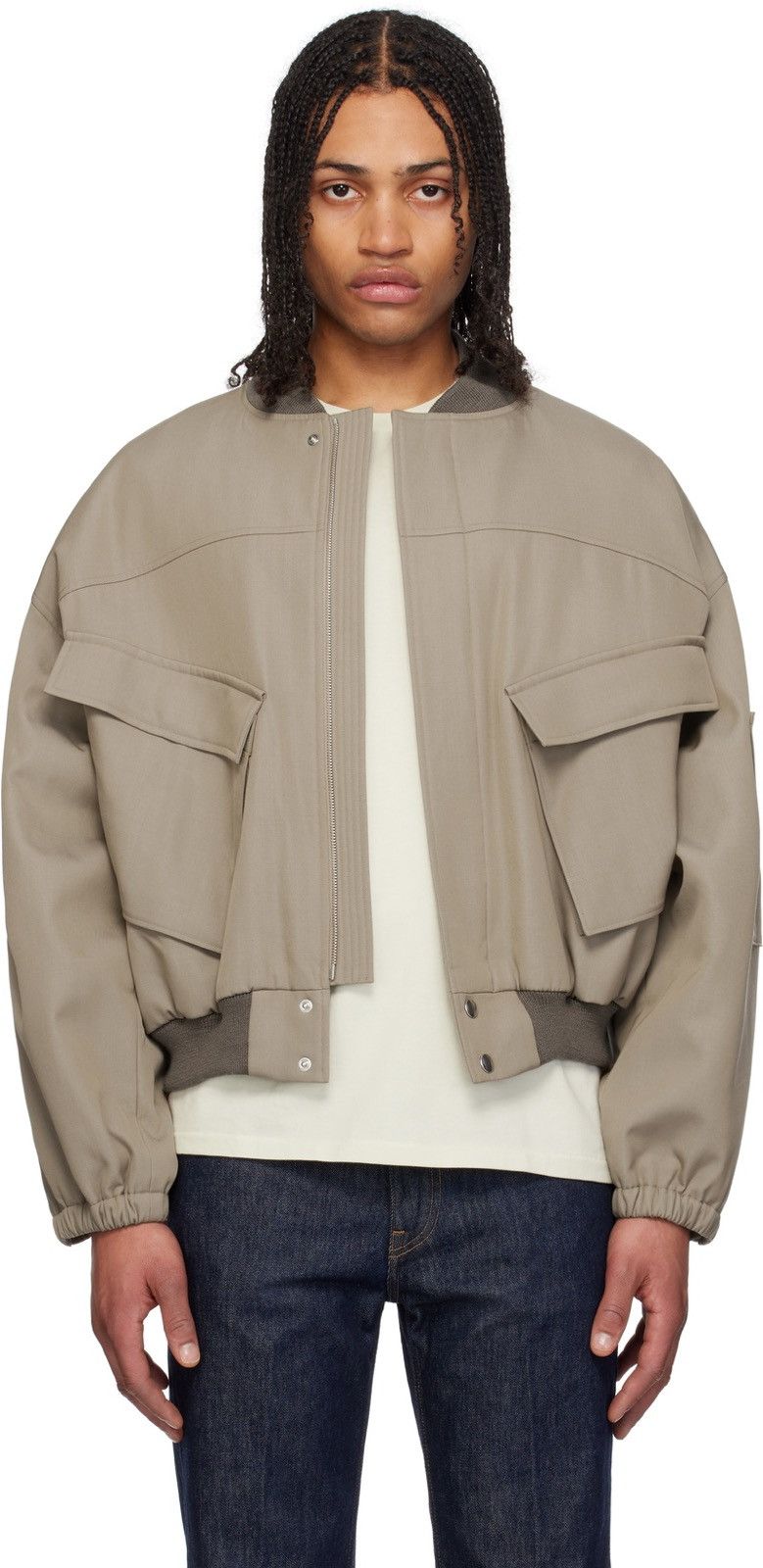Auralee AURALEE Khaki Wool Padded Bomber Jacket sz JP 3 MSRP $1,130 Size US S / EU 44-46 / 1 - 2 Thumbnail