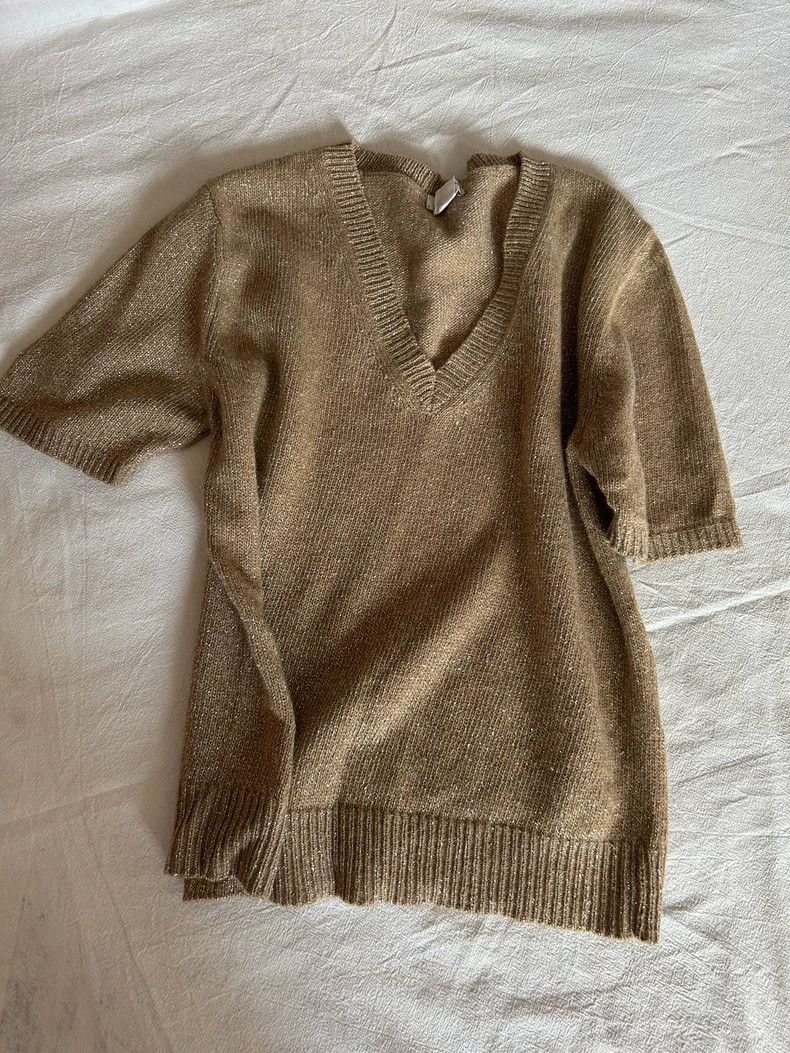 Dries Van Noten Dries Van Noten Gold thread knitted short-sleeved shirt Size M / US 6-8 / IT 42-44 - 2 Thumbnail