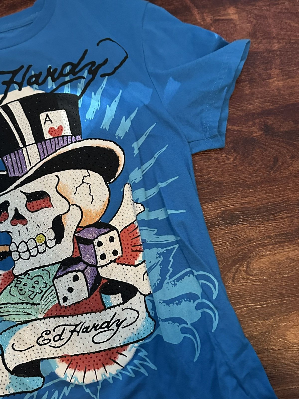 Ed Hardy Blue Bejeweled Ed Hardy Shirt Size US M / EU 48-50 / 2 - 4 Thumbnail