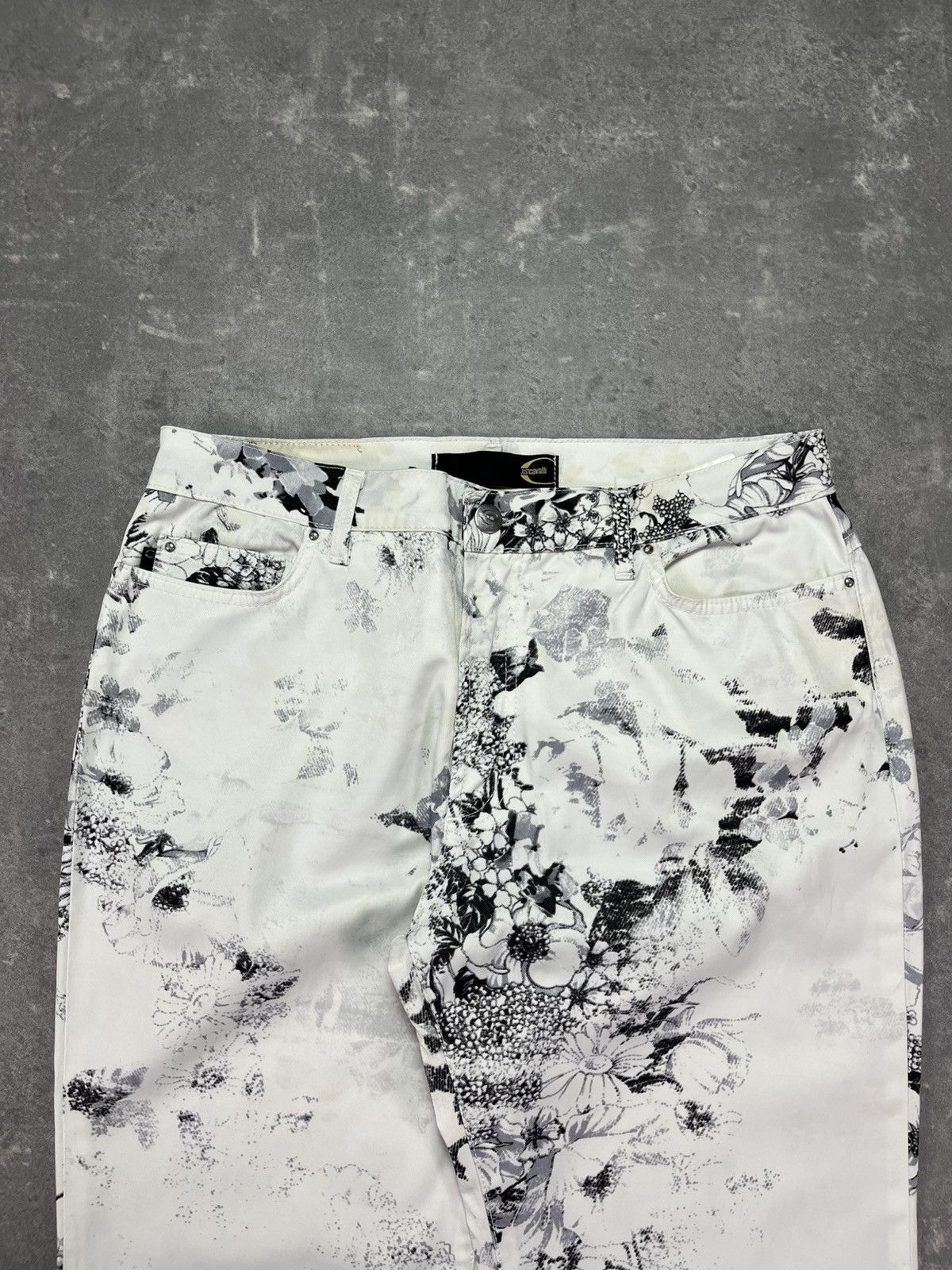 Just Cavalli 00s Just Cavalli Floral Print Flared Denim Jeans 32 Faded Size US 32 / EU 48 - 6 Thumbnail