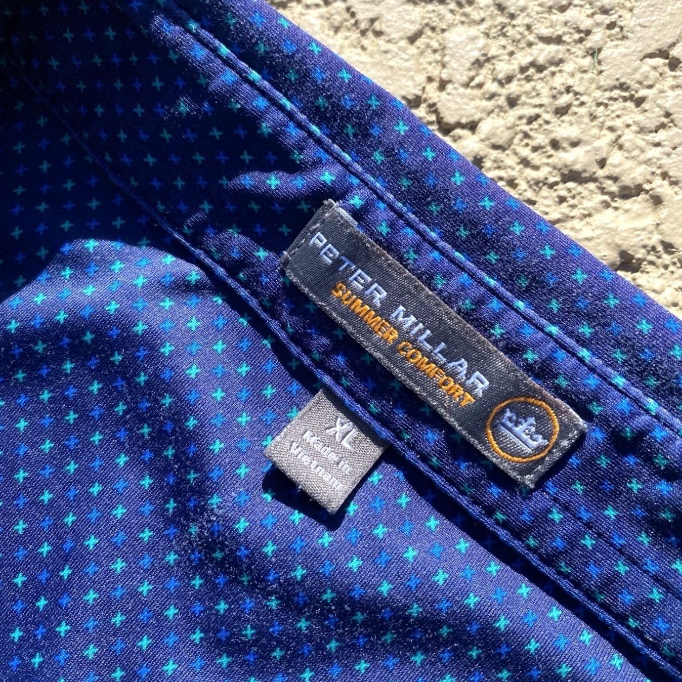 Peter Millar Peter Millar Summer Comfort Polo Shirt Stretch Blue Tiny X Print Men's XL Size US XL / EU 56 / 4 - 3 Thumbnail