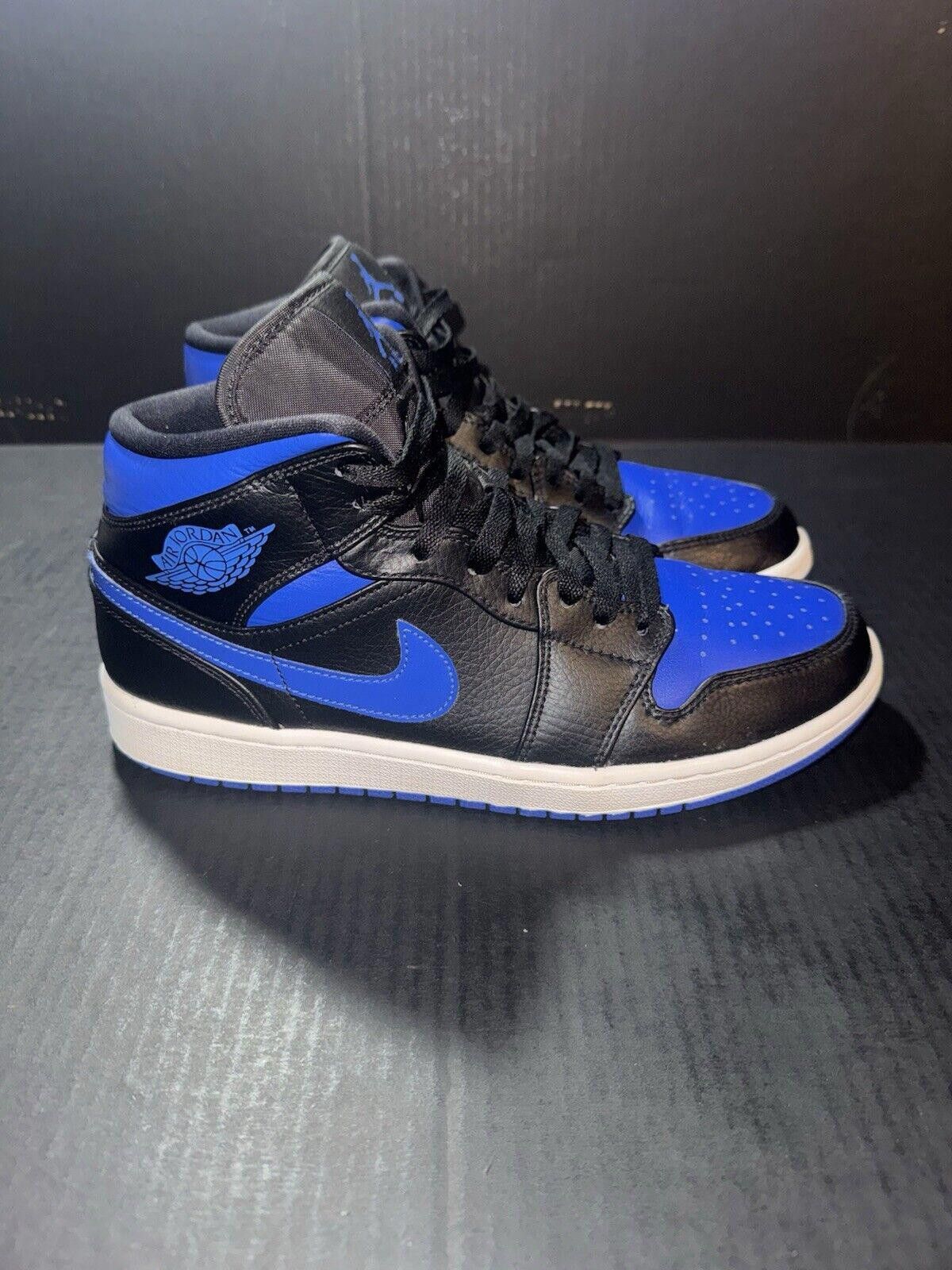 Jordan Brand Nike Air Jordan 1 Mid Black Hyper Royal - 554724-068 - Sz 9 Size US 9 / EU 42 - 1 Thumbnail