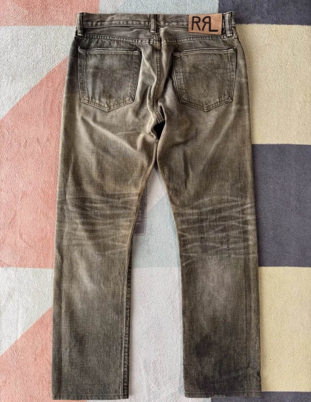 RRL Ralph Lauren RRL Ralph Lauren Double RL Brown Oil Stain Jeans K22 Size US 30 / EU 46 - 2 Thumbnail