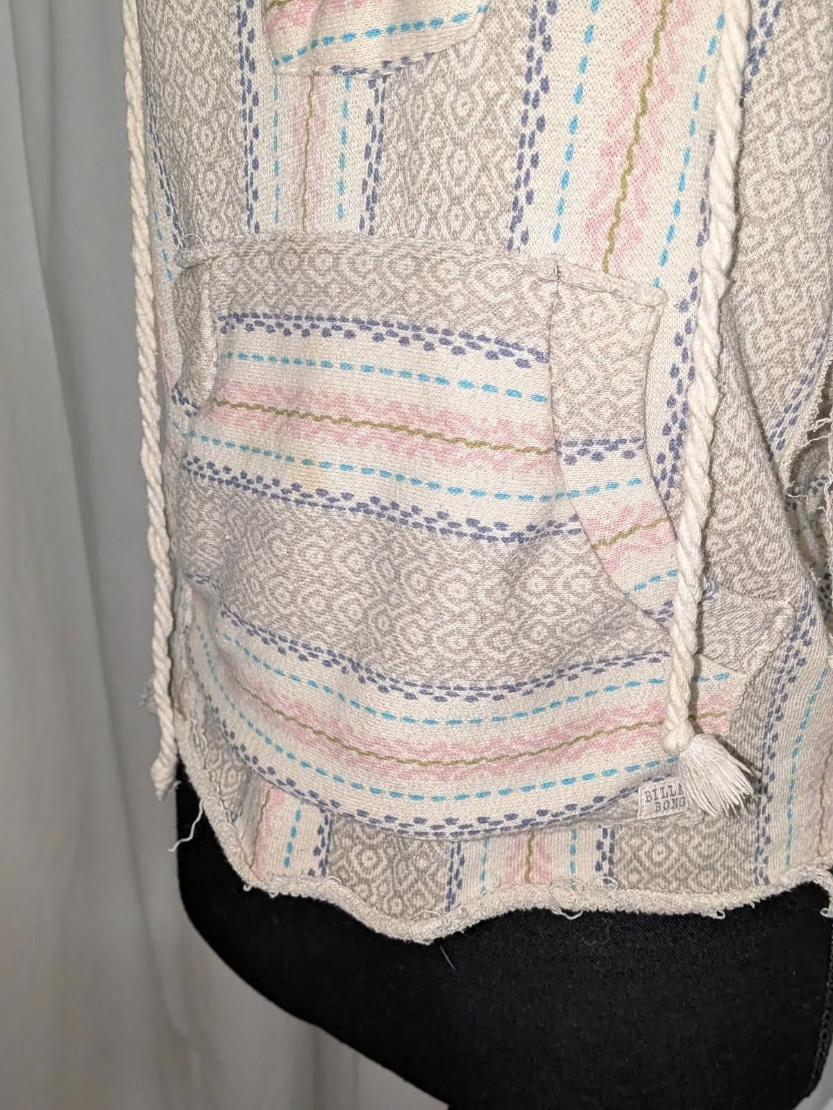 Billabong VTG Y2K Billabong Pastel Baja Distressed Rope Lace Up Hoodie Size XS / US 0-2 / IT 36-38 - 9 Thumbnail