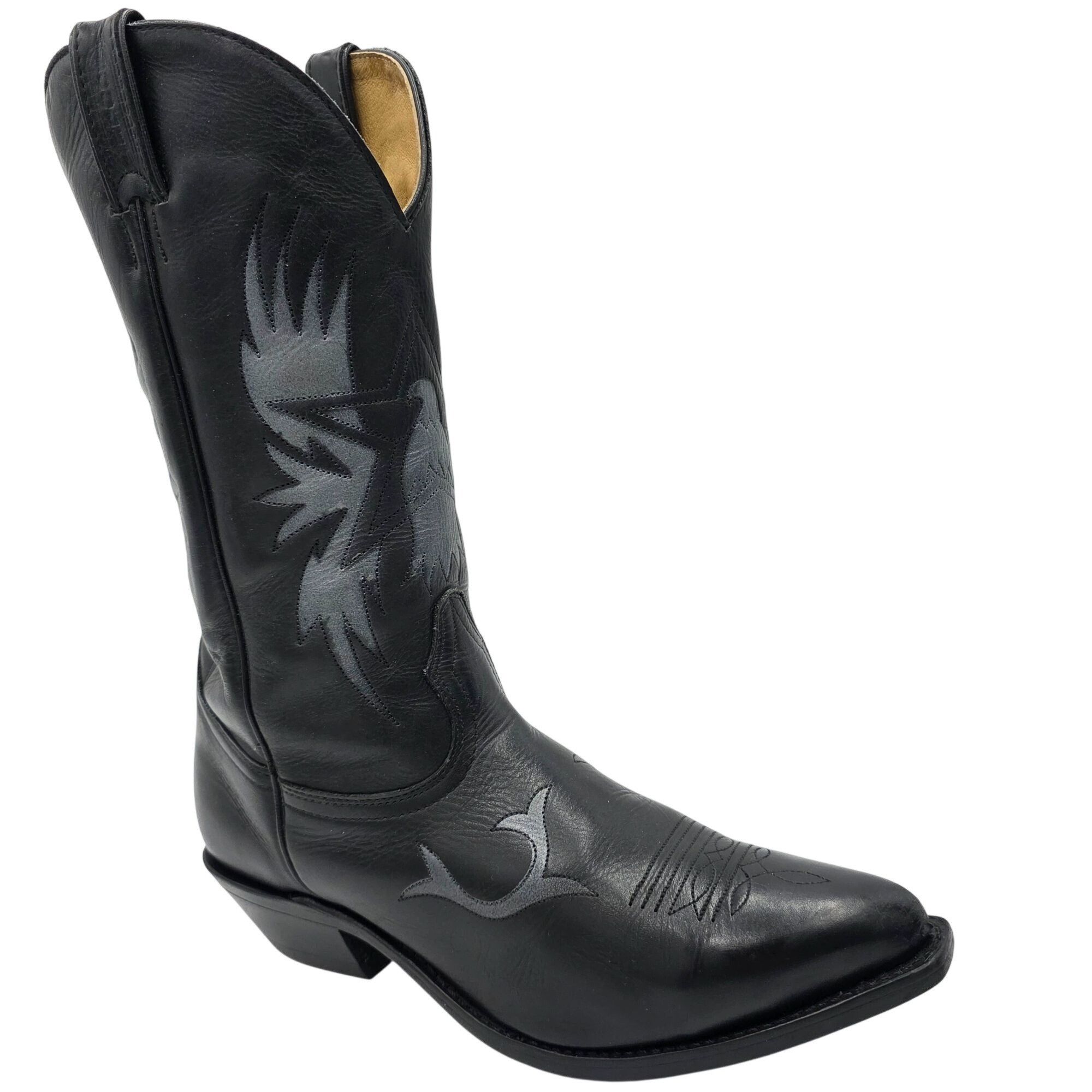 Boulet Boulet Mens Size 9.5EE Wide Black Silver Leather Cowboy West Size US 9.5 / EU 42-43 - 1 Thumbnail