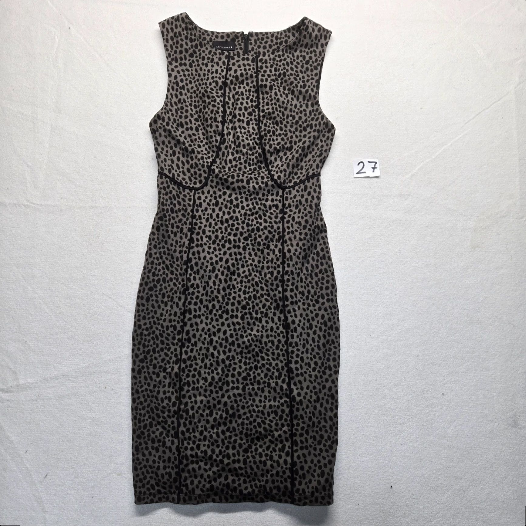 Sears METAPHOR Animal Print Brown Sheath Mini Dress Crew Neck Sleeveless Womens Medium Size M / US 6-8 / IT 42-44 - 2 Thumbnail