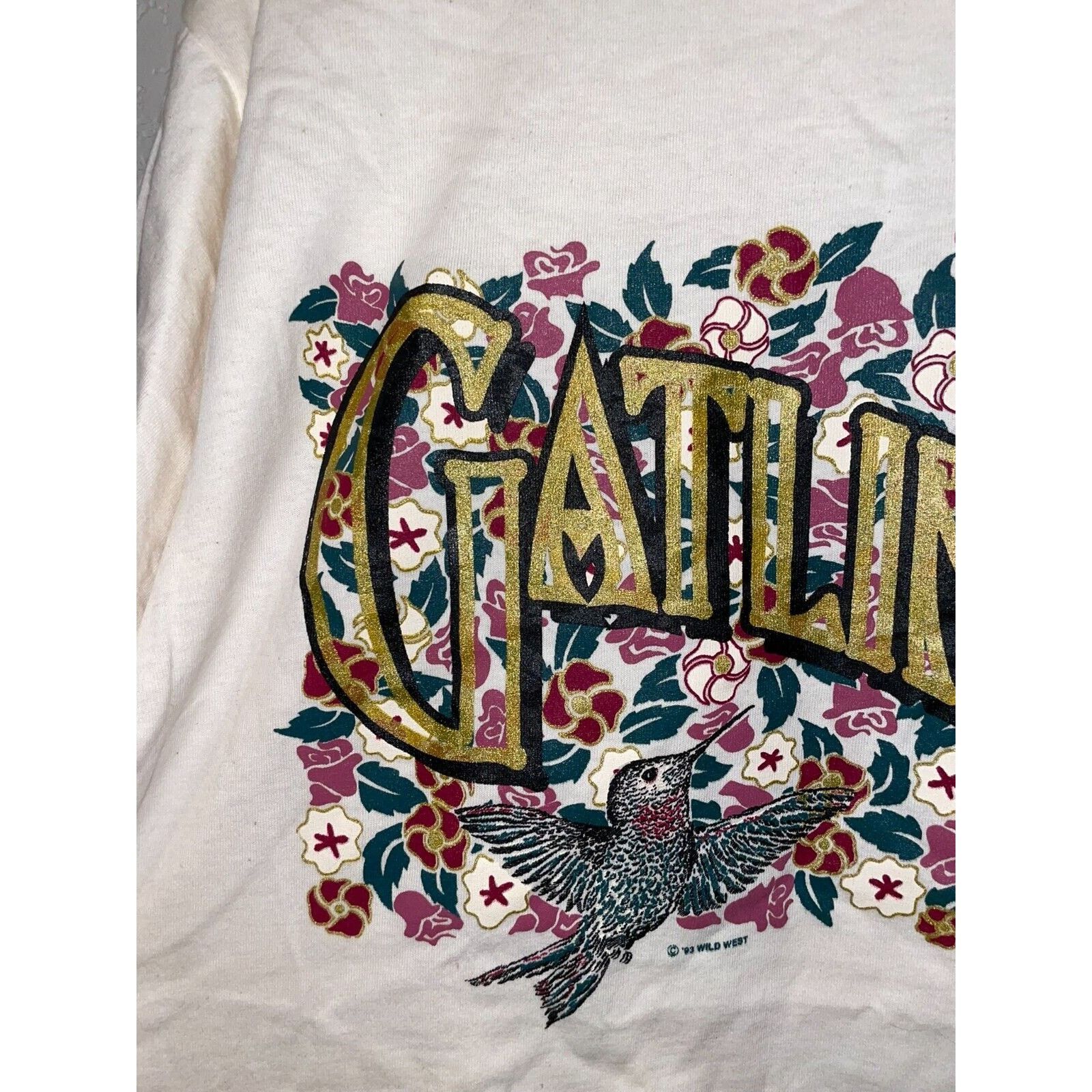 Jerzees 90s Vintage Gatlinburg Hummingbird Flower Cream White Shirt Size US L / EU 52-54 / 3 - 3 Thumbnail