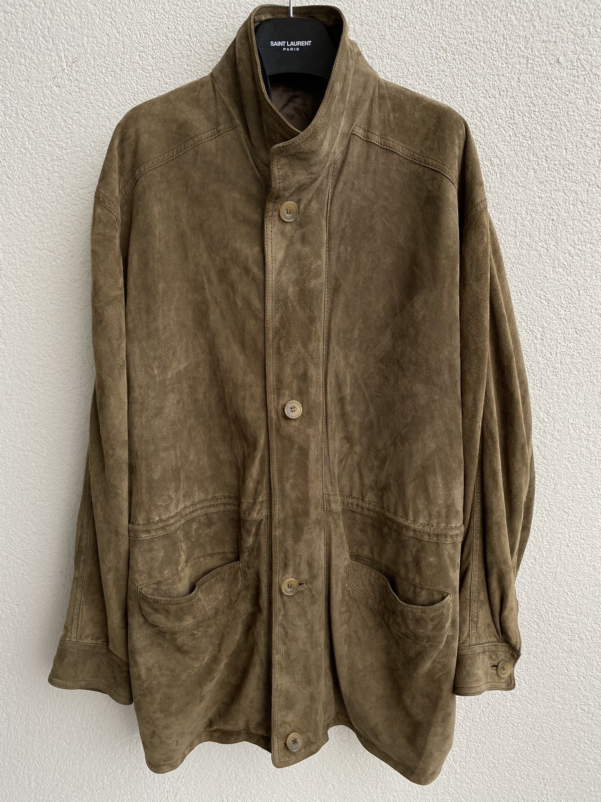 90’s Suede YSL Leather Jacket Soft Beige/Brown