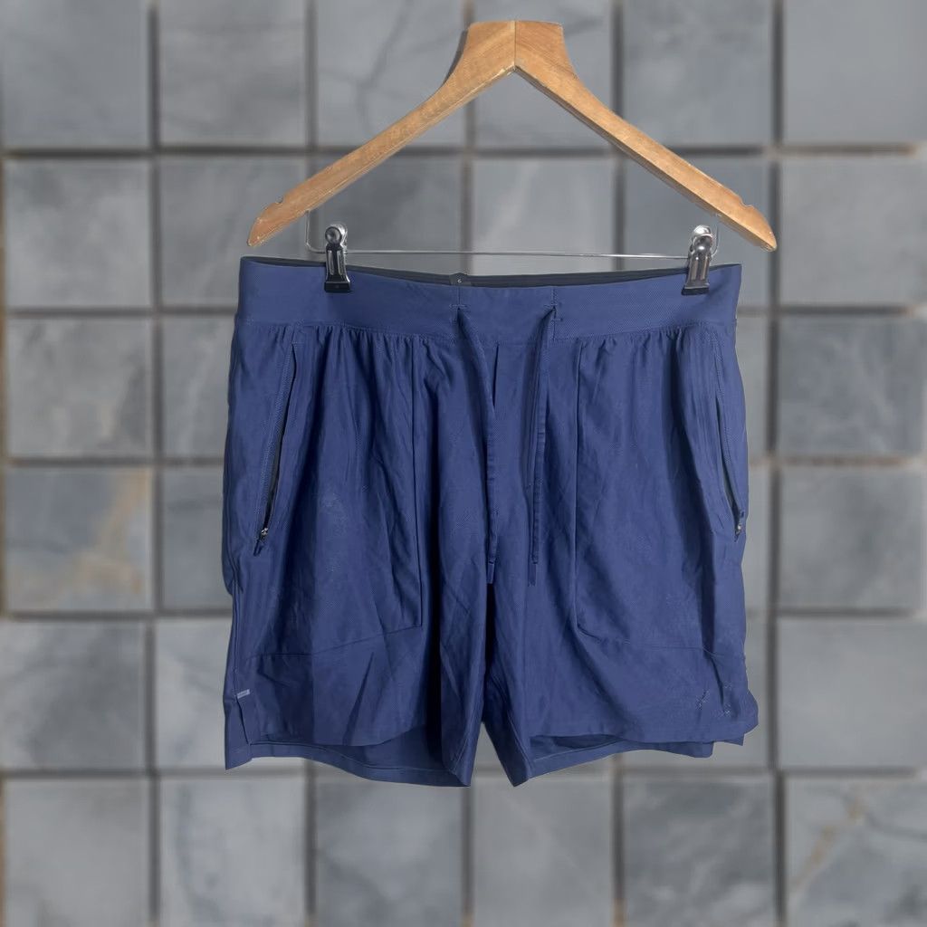 Lululemon Lululemon Mens Large Blue Running Shorts Athletic Drawstring Zip Pockets Size US 33 - 1 Thumbnail