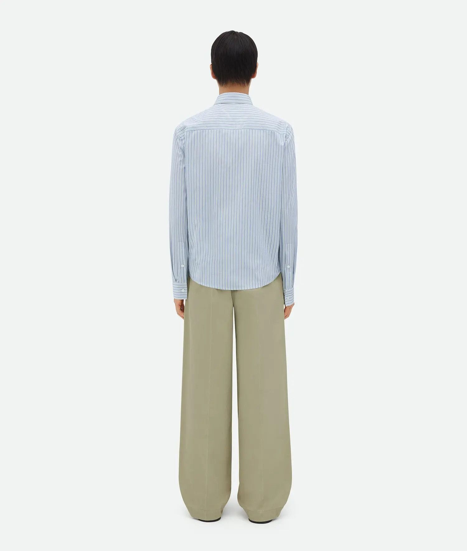 Bottega Veneta o1loc1c0325 744350 Relaxed Fit Cotton Shirt in White/Blue Size US L / EU 52-54 / 3 - 3 Thumbnail