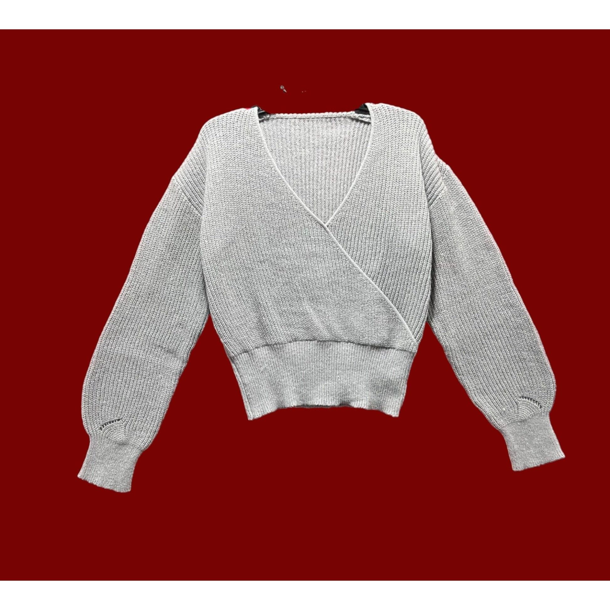 Other Cupshe - Women's Sweater Surplice Neck Rib Tops Long Sleeve Size L / US 10 / IT 46 - 3 Thumbnail
