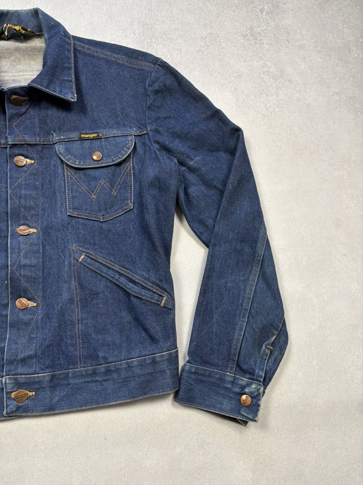 Wrangler Vintage Wrangler Denim Trucker Jacket Black Tag 80s Rare Size US S / EU 44-46 / 1 - 2 Thumbnail