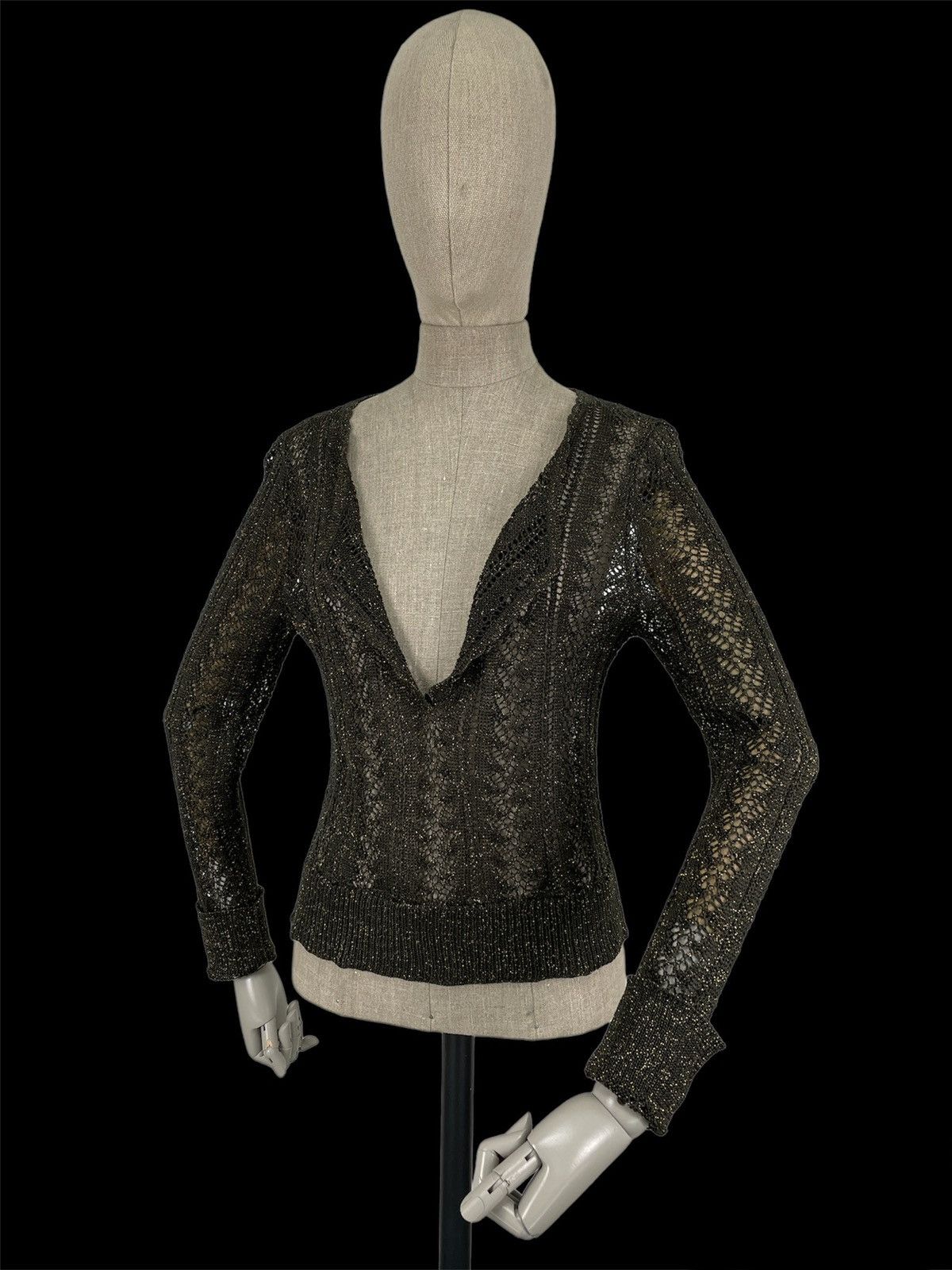 Iris von Arnim PERUVIAN CONNECTION Knit Cotton Lurex Top L/S Jumper Sweater Size M / US 6-8 / IT 42-44 - 9 Thumbnail