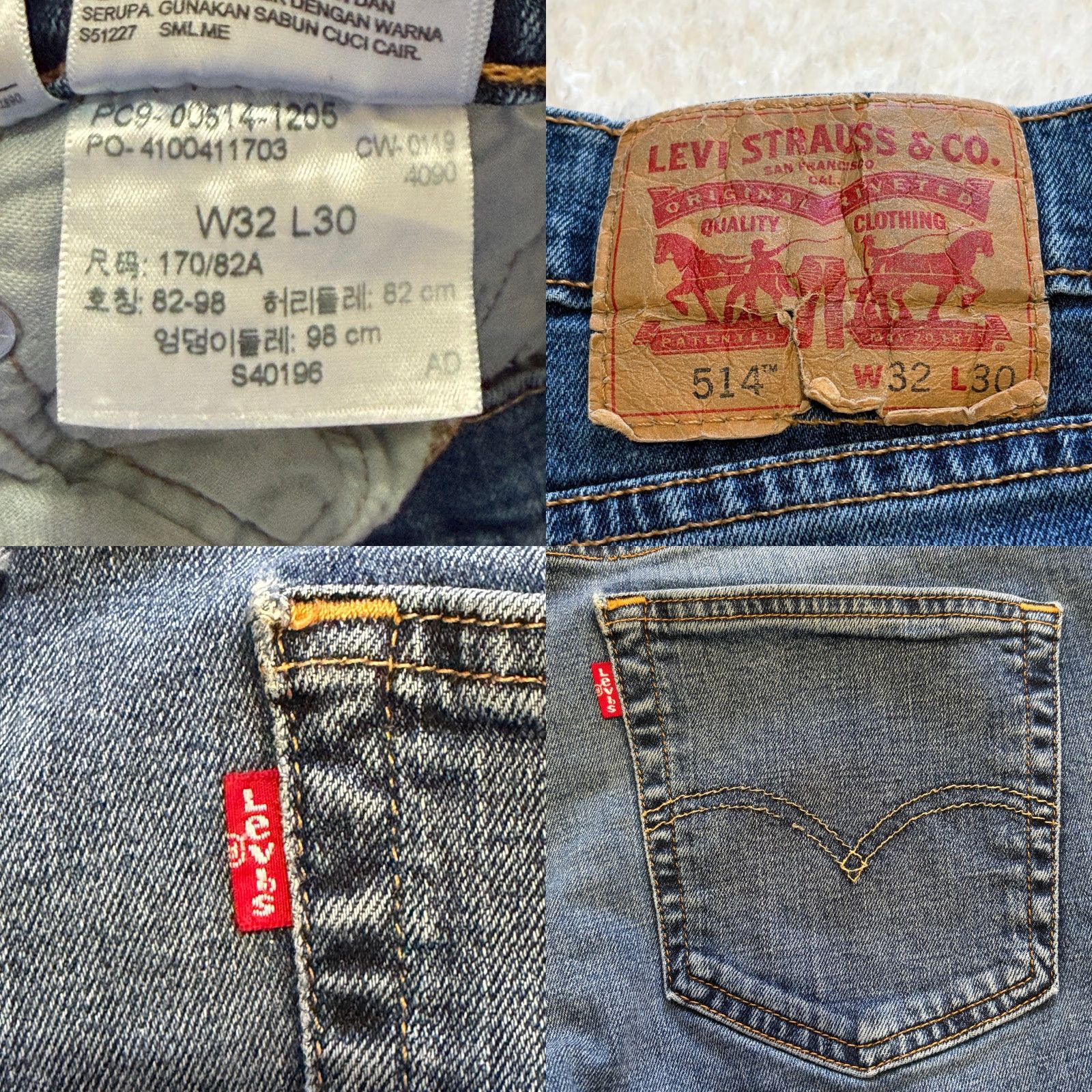Levi's Levi's 514 Jeans Mens 32x30 Blue Slim Straight Stretch Denim Medium Wash Jeans Regular Men blue 5-Pocket Design Mid Rise 10-12in Size US 32 / EU 48 - 8 Thumbnail