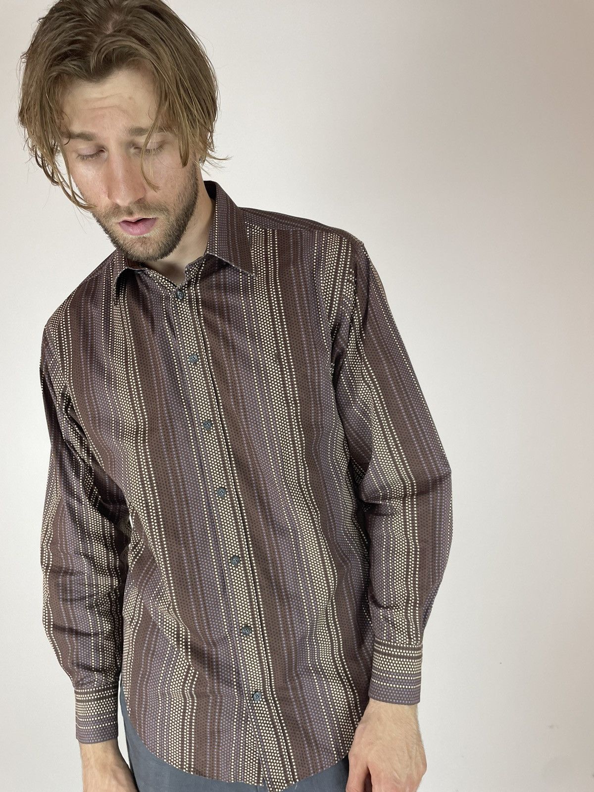 Other Vintage Yves Saint Lauren Striped Shirt Long sleeve Mens Size US M / EU 48-50 / 2 - 6 Thumbnail