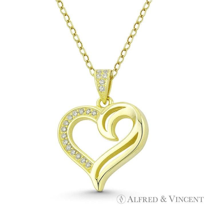Other Heart CZ Crystal Accent Pendant in .925 Sterling Silver Size ONE SIZE - 1 Preview