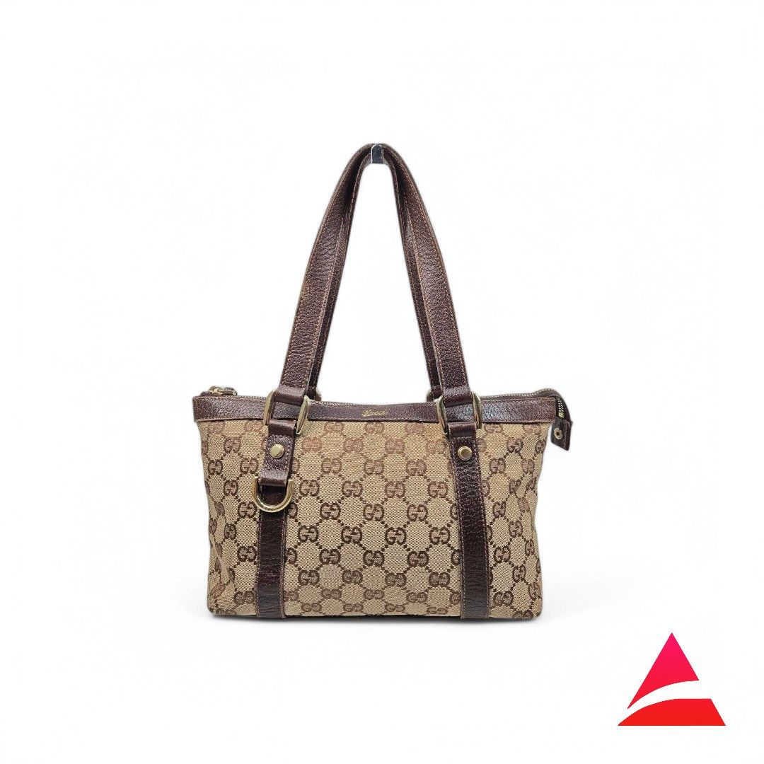 Gucci Gucci - Abbey Mini Brown Beige Leather Handbag Small Size ONE SIZE - 1 Thumbnail