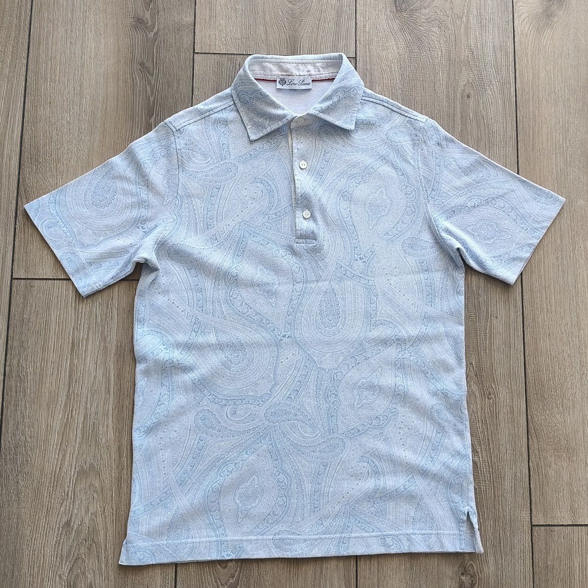 Loro Piana Mens Paisley Short Sleeve Polo Shirt Size S