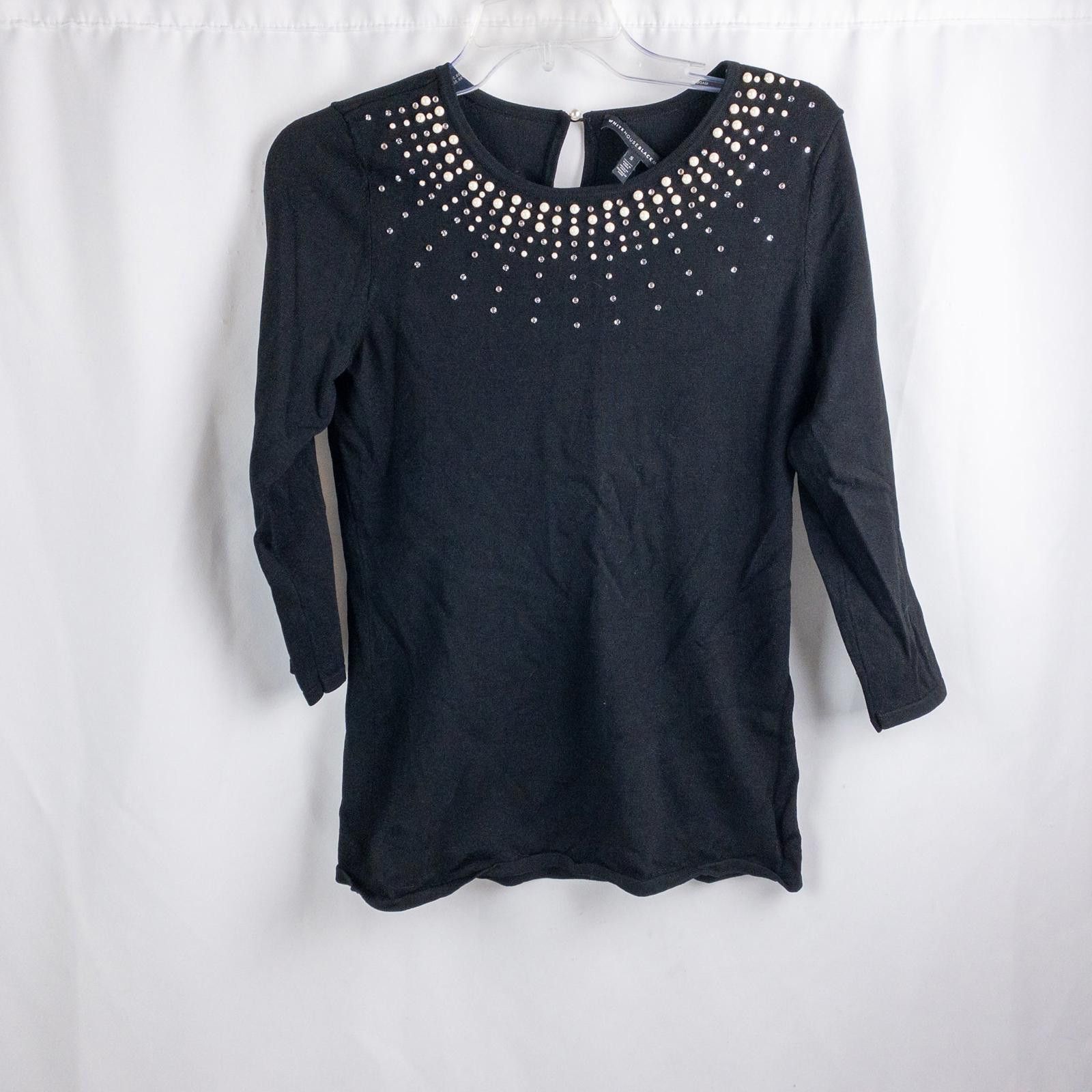 Other White House Black Market Black Beaded Sweater Womens Small Size S / US 4 / IT 40 - 1 Thumbnail