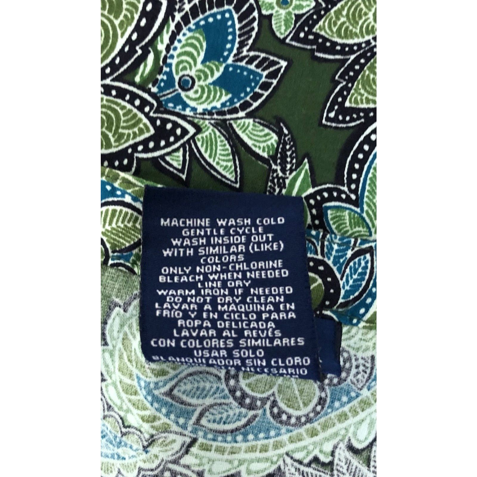 Basic Editions Basic Editions Top Shirt M Green Floral Tropical 1/2 Button Lace Trim ShortSleeve Luau Fun Womens Size M / US 6-8 / IT 42-44 - 5 Thumbnail