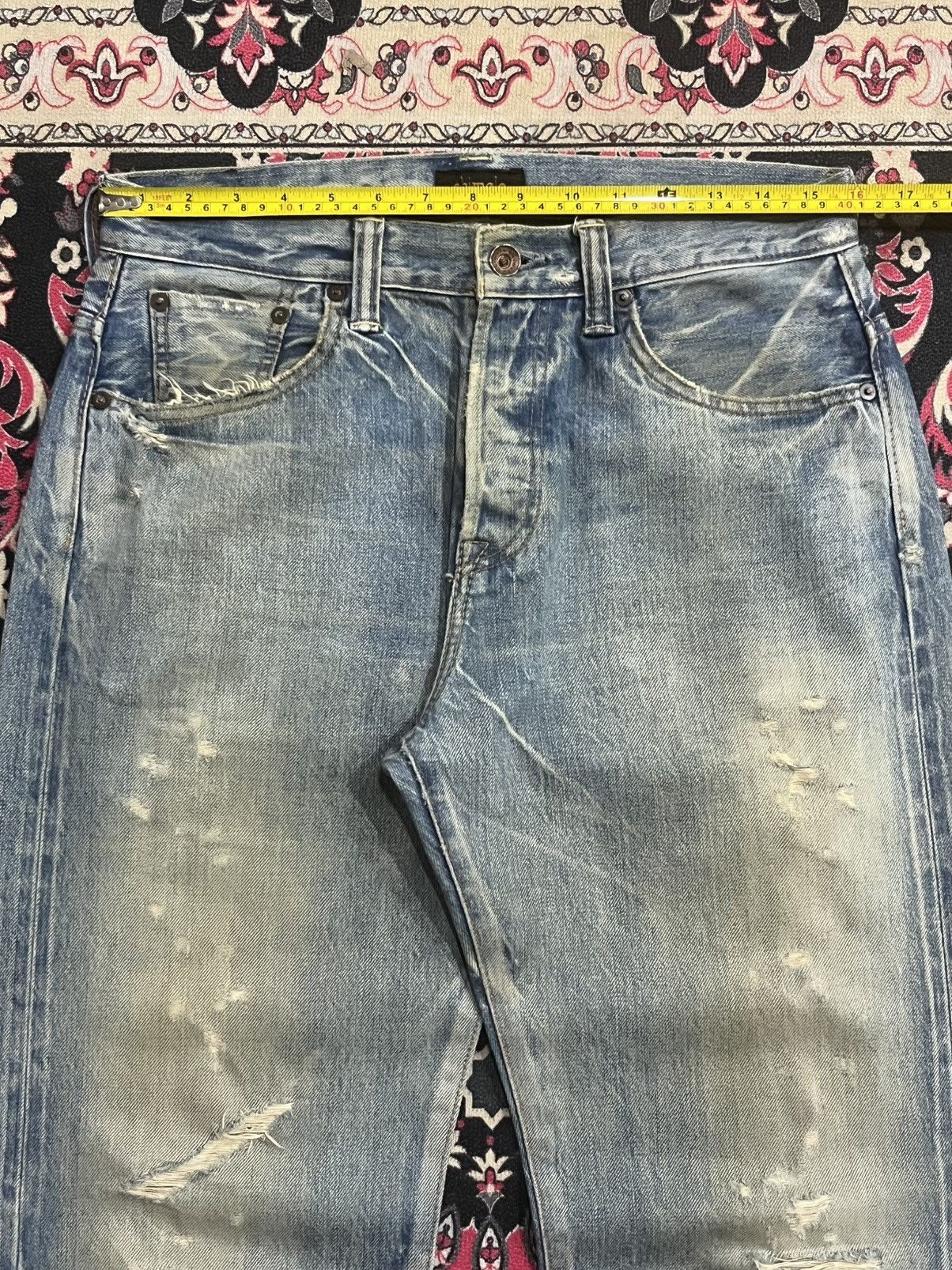 Chimala Japanese Brand Chimala Blue Washed Distressed Selvedge Jeans Size US 29 - 16 Thumbnail