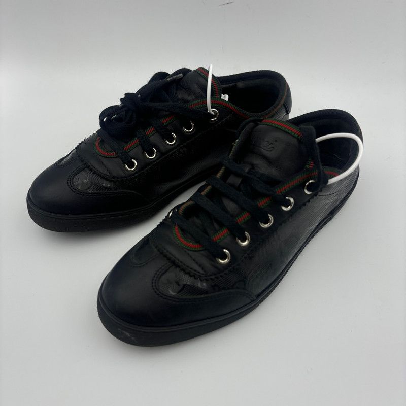 Gucci Gucci Stylish Black Leather Sneakers 0079 Size US 5.5 / EU 38 - 1 Thumbnail