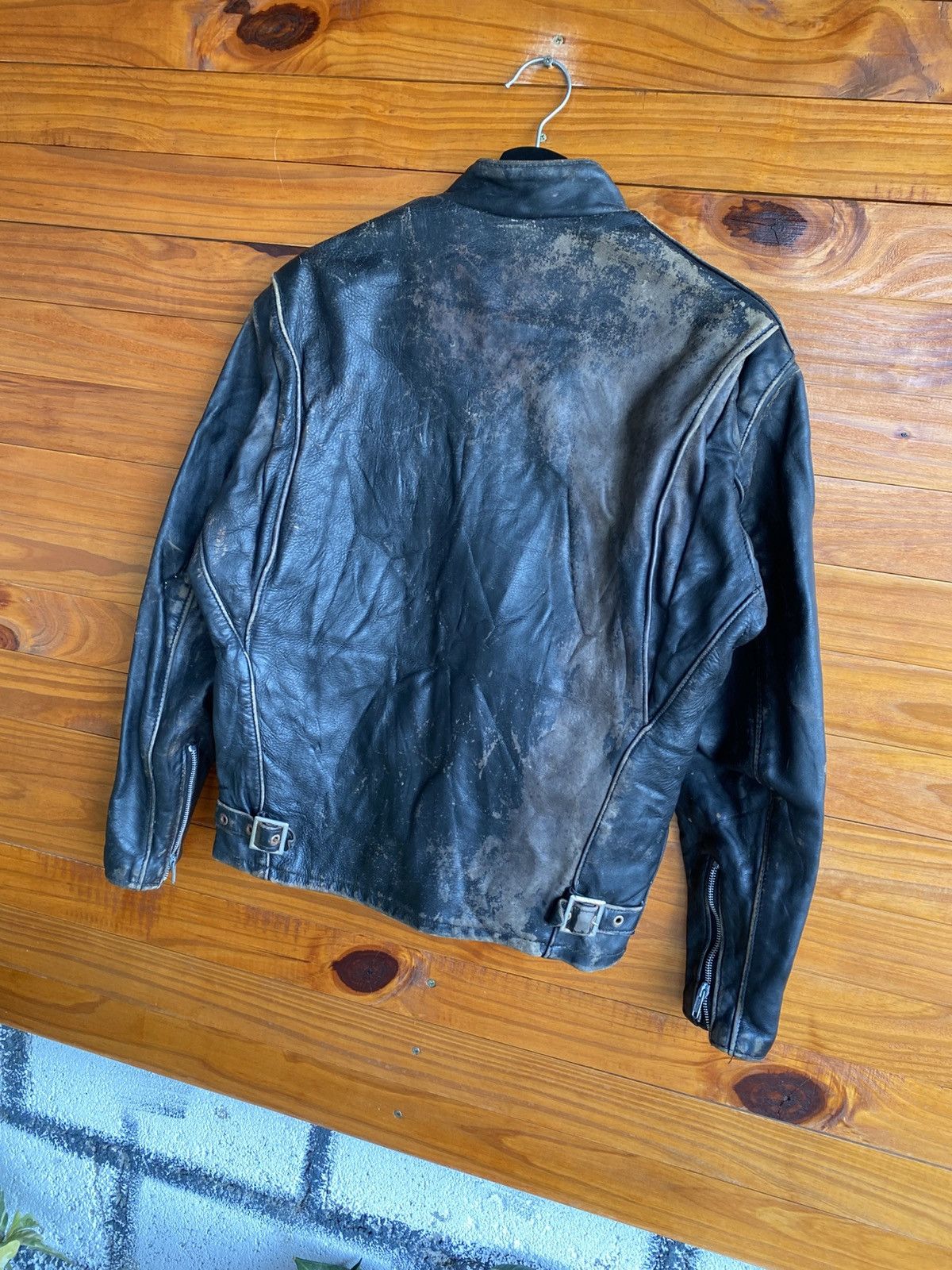 Vintage Vintage Café Racer Motorcycle Leather Jacket Distressed Size US M / EU 48-50 / 2 - 12 Thumbnail