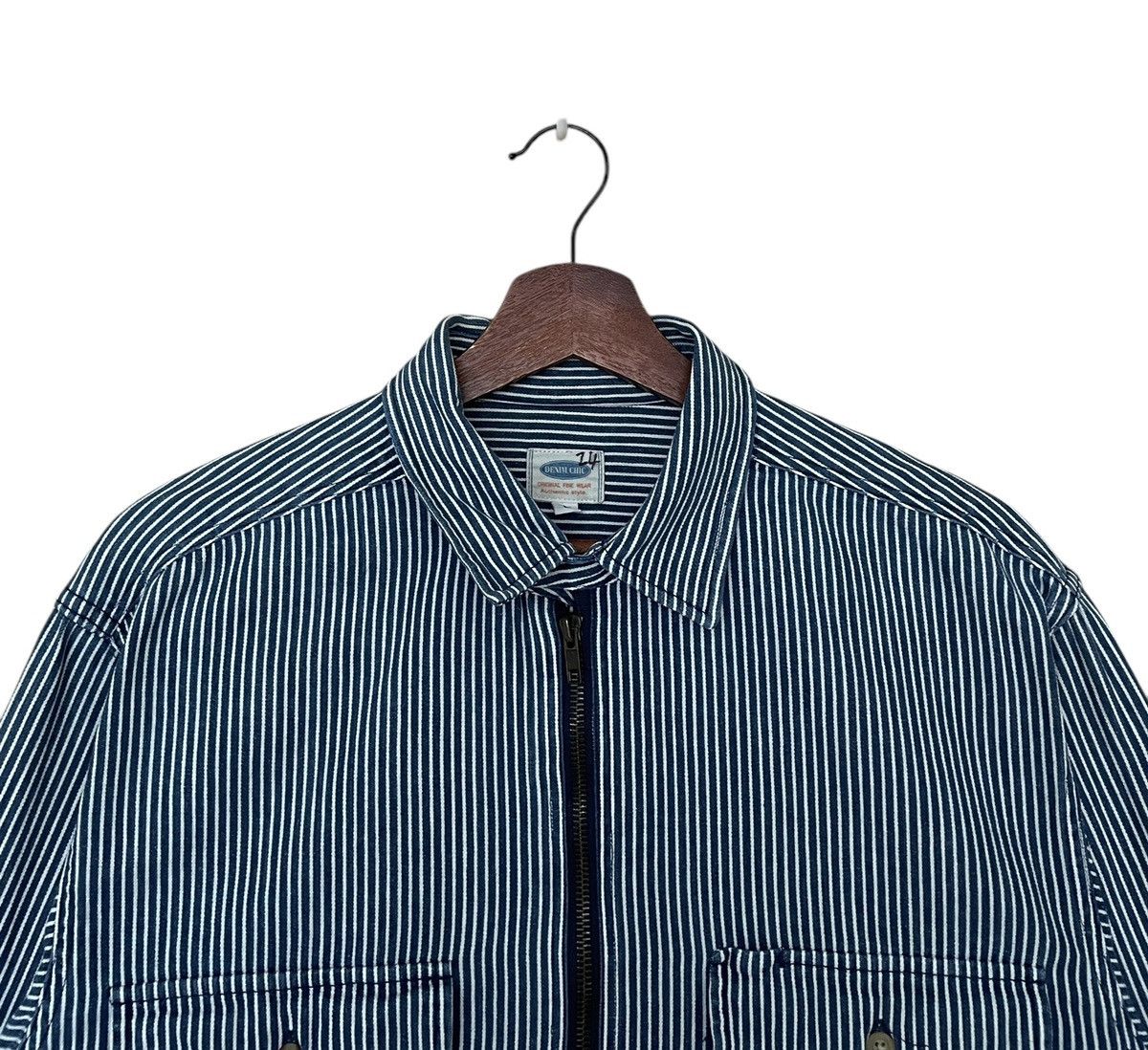 Japanese Brand × Vintage Vintage Brand Denim Chick Half Zipper Hickory Shirt 1990s Size US L / EU 52-54 / 3 - 7 Thumbnail