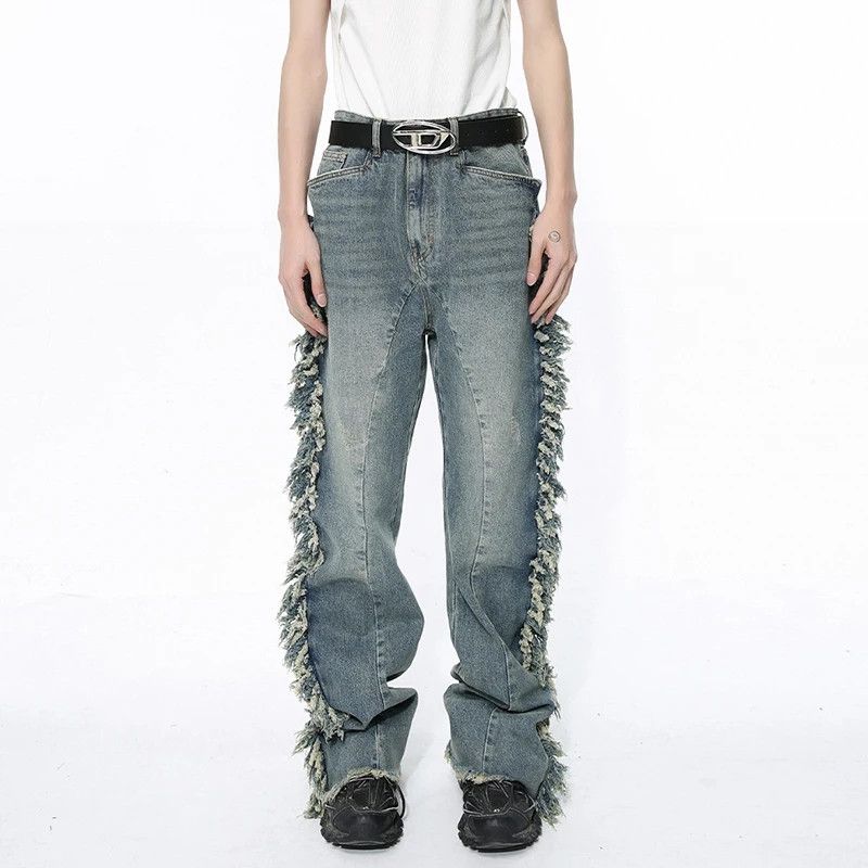 High Street Personalised Ragged Edge Splicing Jeans