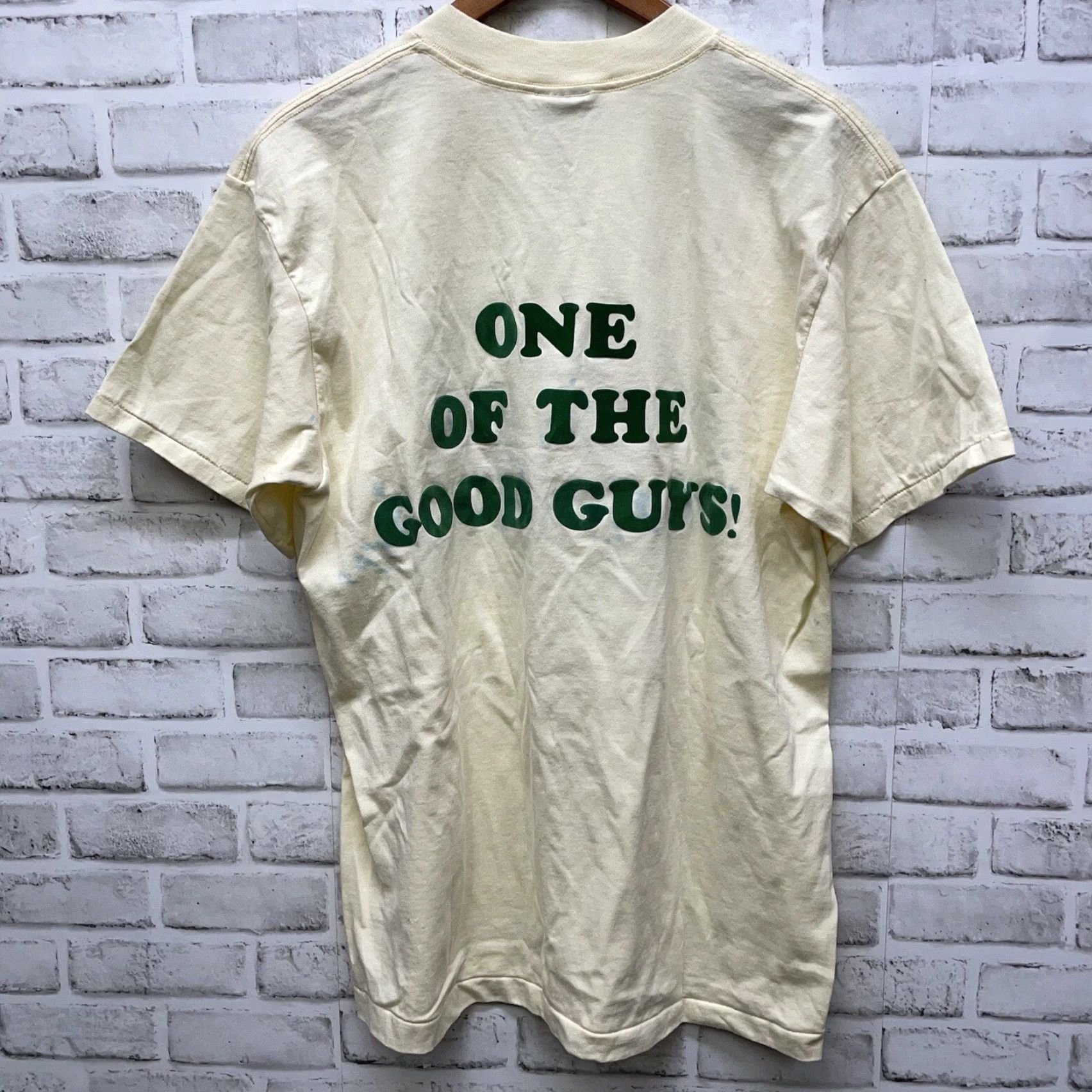 Vintage VTG Oneita SUPER JOHN T-Shirt Mens XL Beige Graphic Stitch USA 1980s 90s Decade Tee Size US XL / EU 56 / 4 - 5 Thumbnail