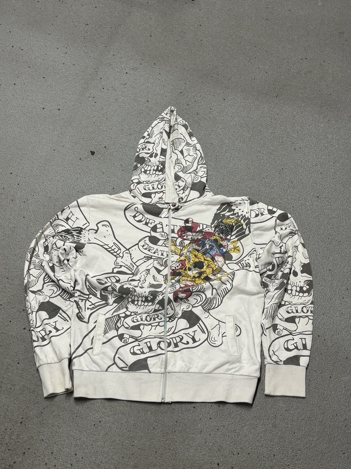 Ed Hardy ED HARDY ‘DEATH BEFORE GLORY’ AOP FULL ZIP HOODIE Size US XXL / EU 58 / 5 - 1 Thumbnail