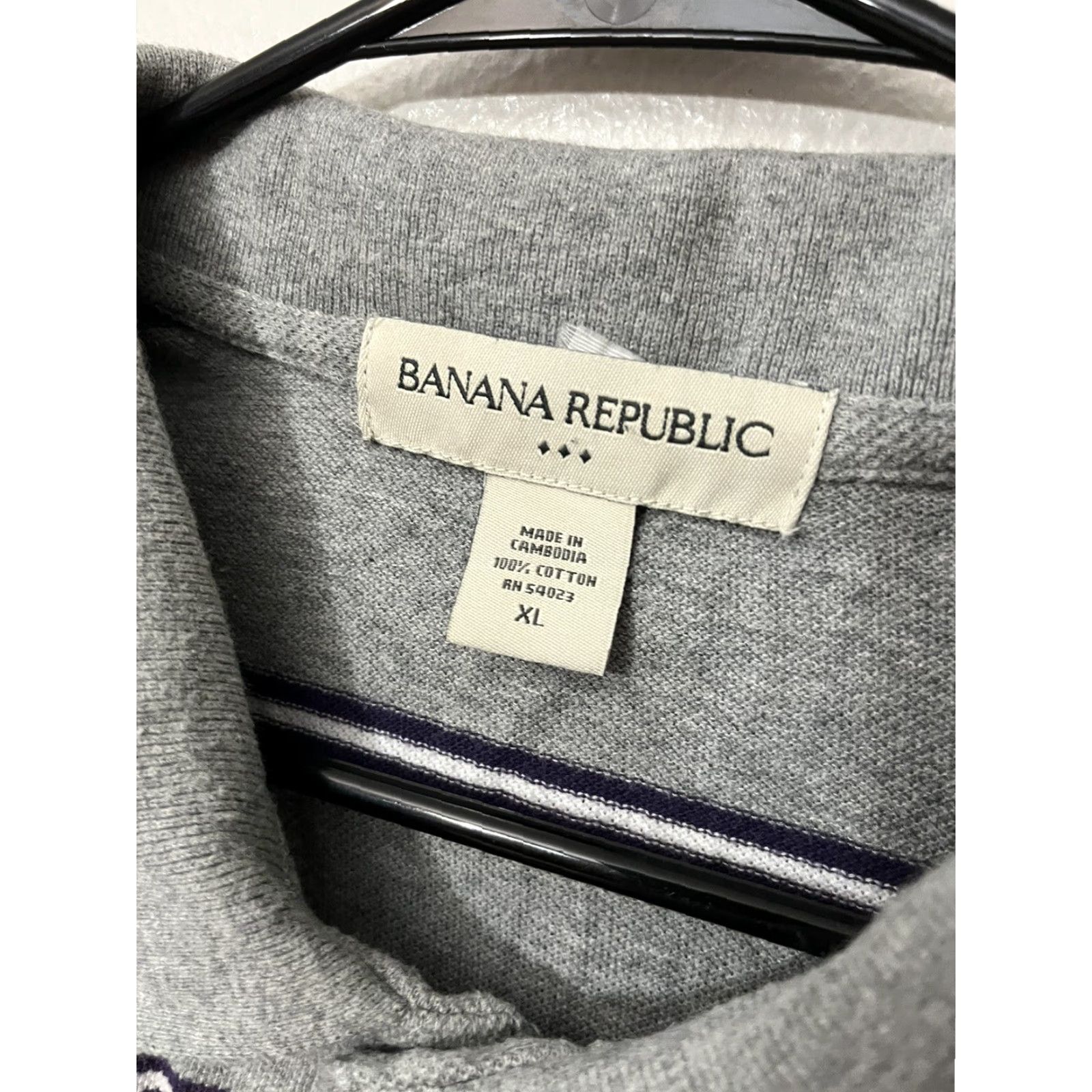 Banana Republic VINTAGE Banana Republic Polo Shirt XL Gray Striped Short Sleeve Casual Preppy Mens Size US XL / EU 56 / 4 - 3 Thumbnail