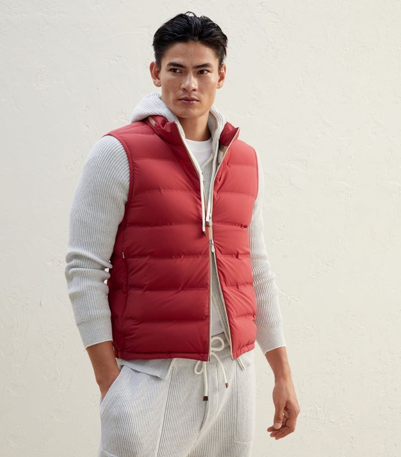 image of Brunello Cucinelli O1W1Db10524 Vest In Red, Men's (Size XL)