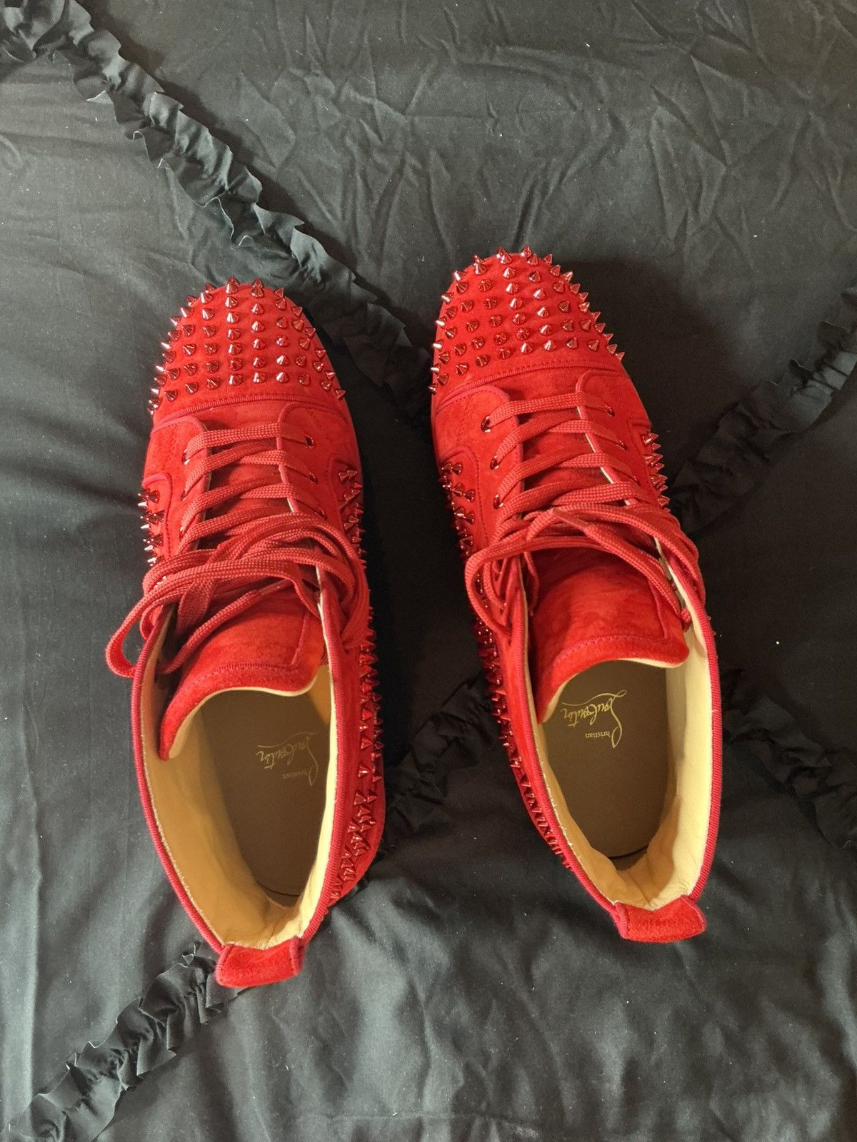 Christian Louboutin Christian Louboutin Louis Orlato Spiked Sneaker — Loubi Red Size US 12 / EU 45 - 8 Thumbnail
