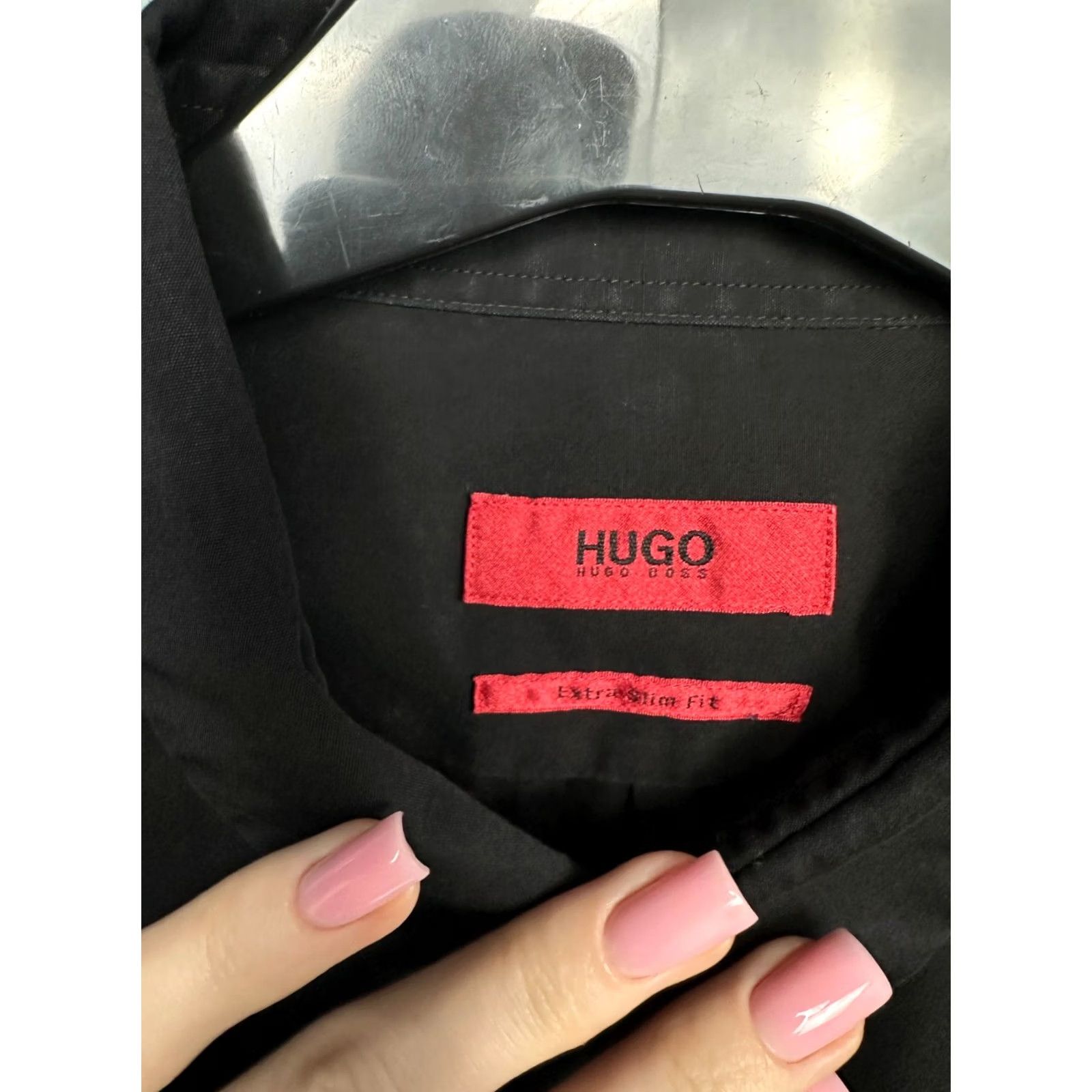 Hugo Boss HUGO BOSS Mens Long Sleeve Shirt Slim Fit Size L Black Button-Up, Solid, Cotton, Casual, Men Size US L / EU 52-54 / 3 - 4 Thumbnail