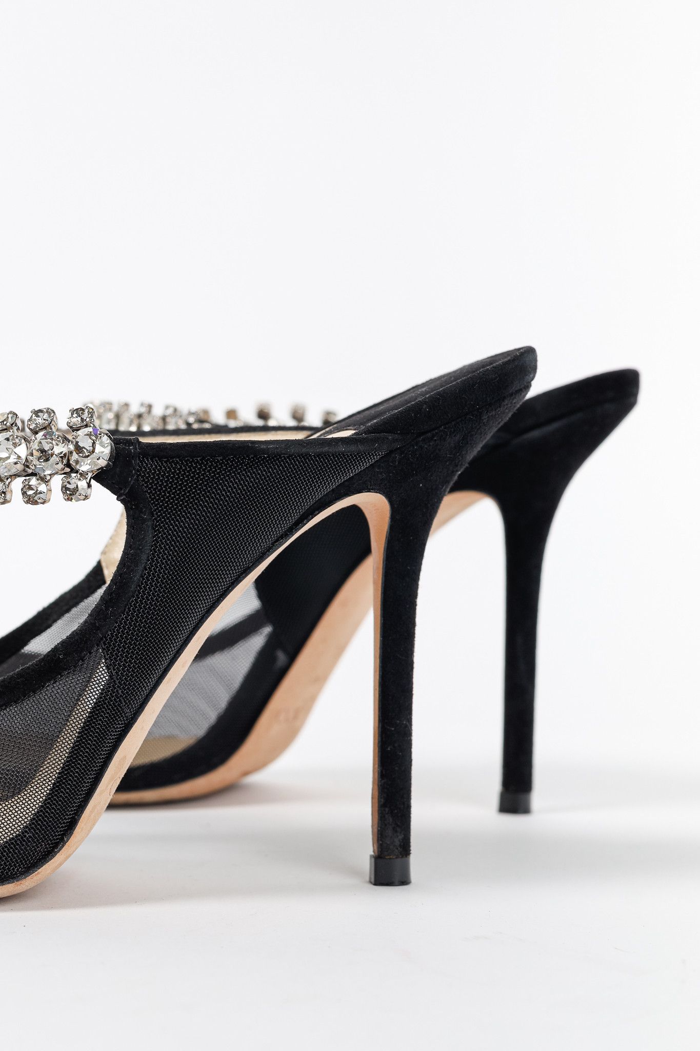 Jimmy Choo Jimmy Choo Bing 100 Mesh & Suede Crystal-Embellished Mules Size US 8 / IT 38 - 8 Thumbnail