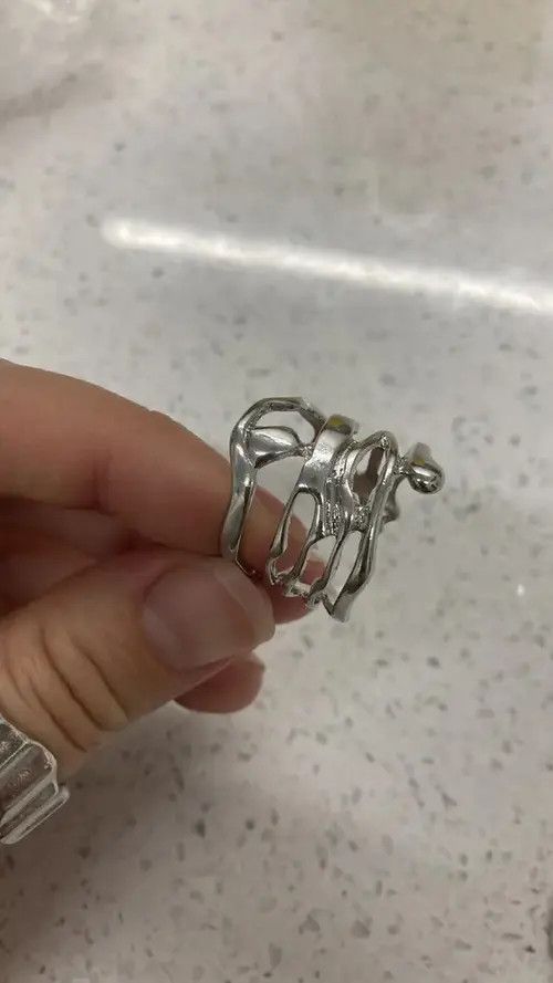 Jewelry Irregular Hollow Silver Color Wide Ring Size ONE SIZE - 4 Thumbnail