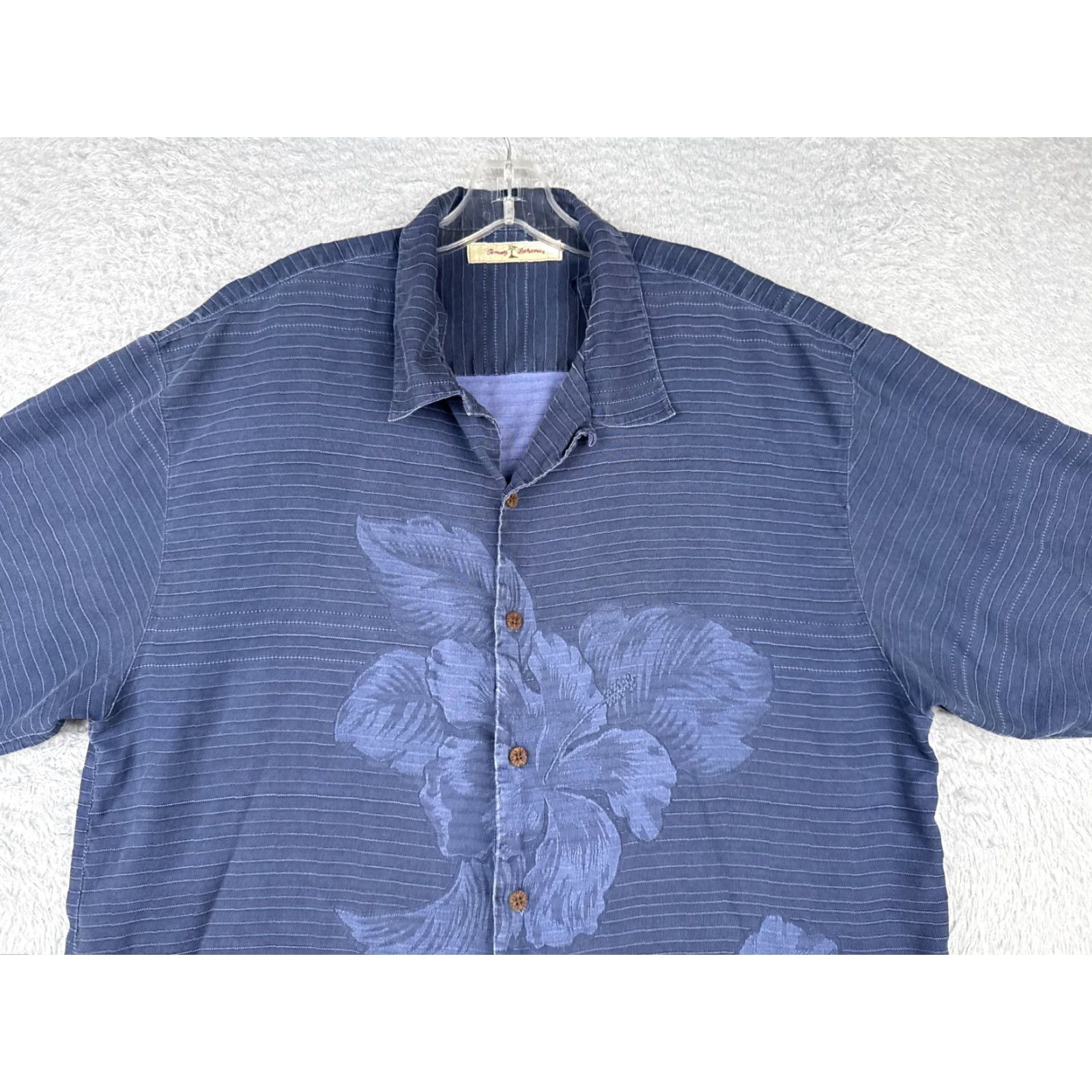 Tommy Bahama Tommy Bahama Shirt Men Extra Large Blue Stripe Floral Button Hawaiian 100% Silk Size US XL / EU 56 / 4 - 4 Thumbnail