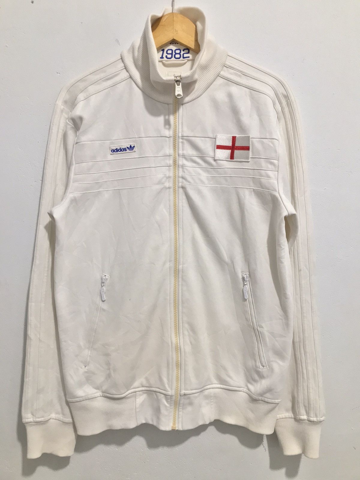 image of Adidas x Soccer Jersey 1980S England Track Jacket in White, Men's (Size Medium)