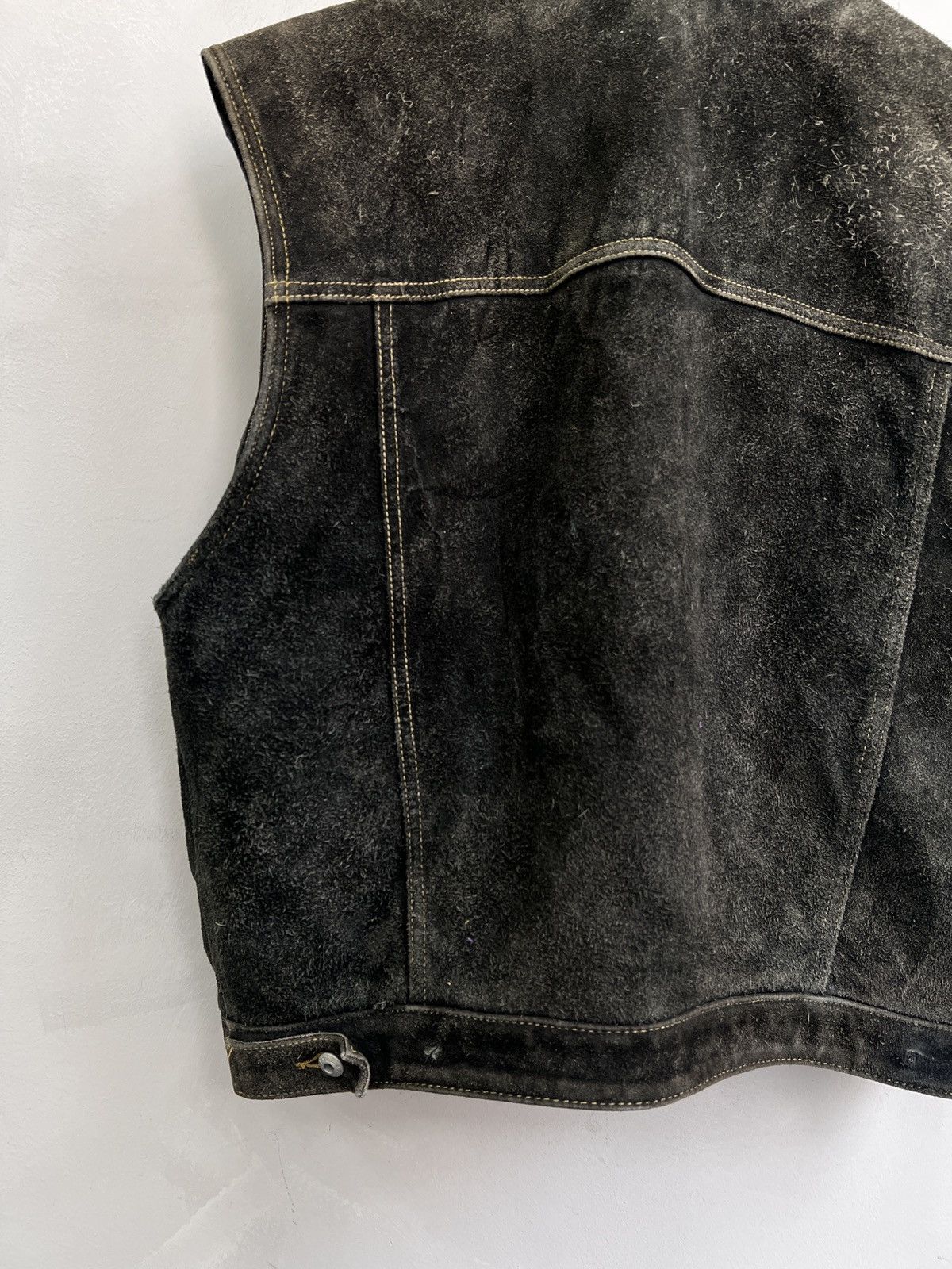 Diesel × Vintage Trucker diesel Leather Jacket vest Suede Black Vintage 90s Size US M / EU 48-50 / 2 - 10 Thumbnail