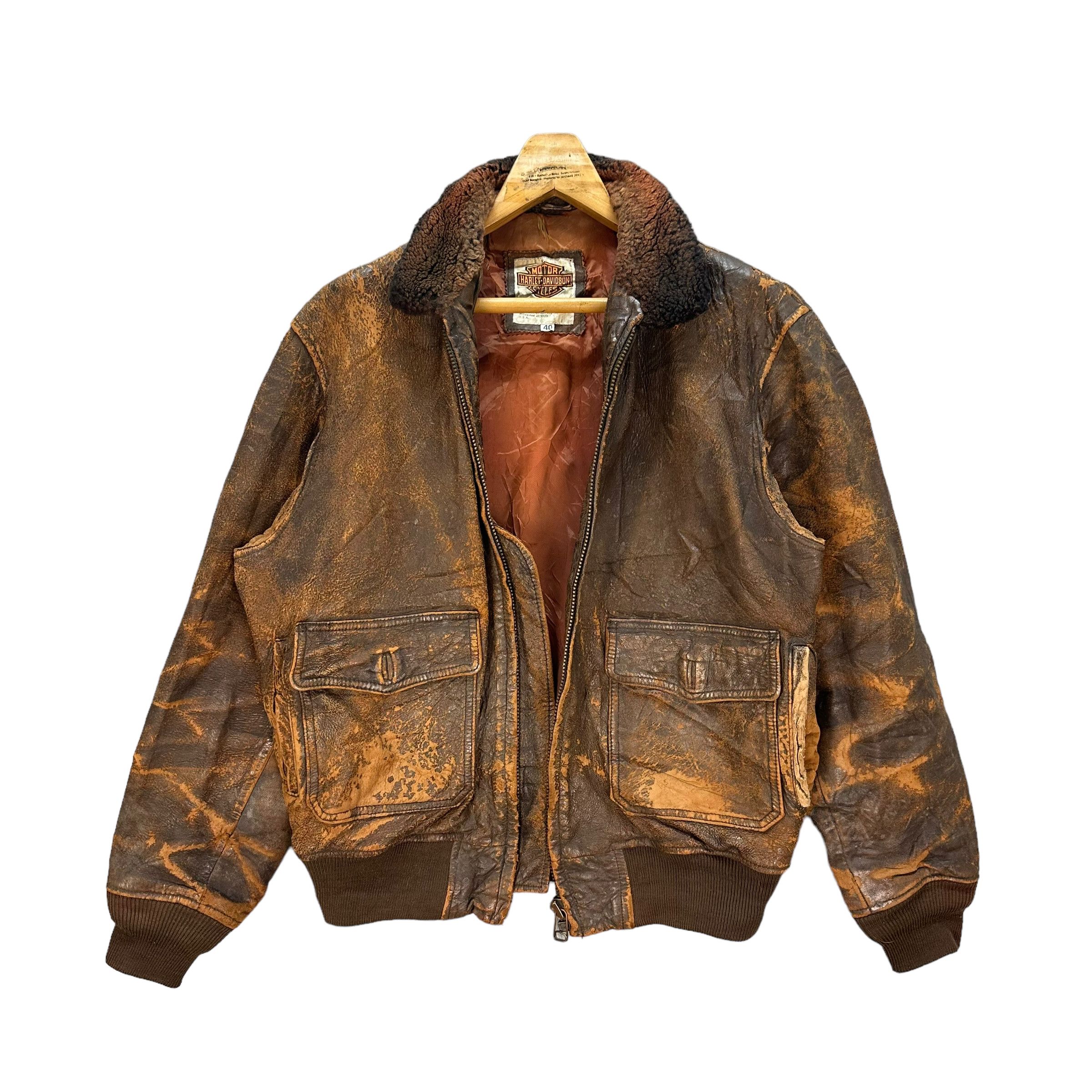 Harley Davidson TRASHED🔥 HARLEY DAVIDSON DISTRESSED LEATHER JACKET #8288 Size US M / EU 48-50 / 2 - 1 Thumbnail