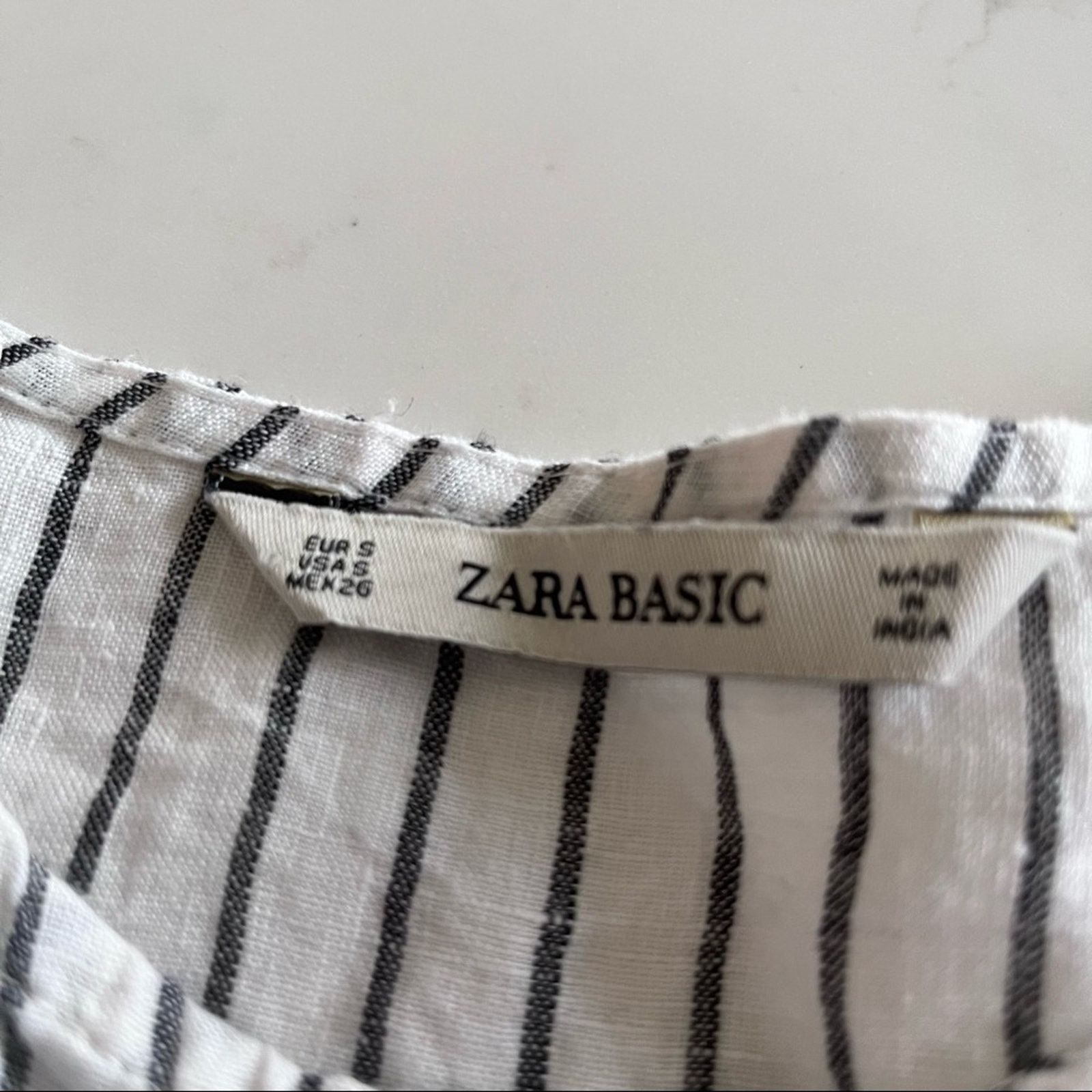 Zara Zara Embroidered Linen Pompom Peplum Top Striped Boho Size S / US 4 / IT 40 - 4 Thumbnail