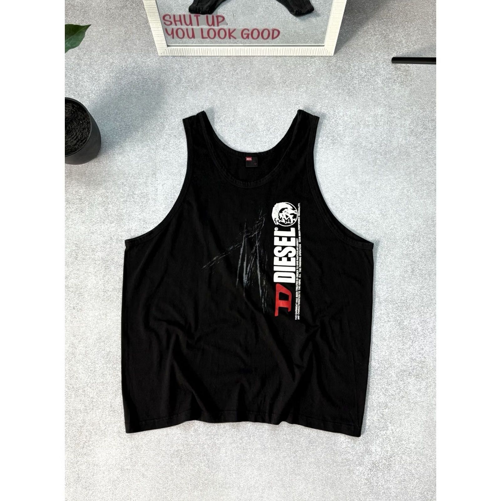 Diesel VINTAGE Diesel Sleeveless T-Shirt Big Logo Black XXL Size US XXL / EU 58 / 5 - 2 Thumbnail