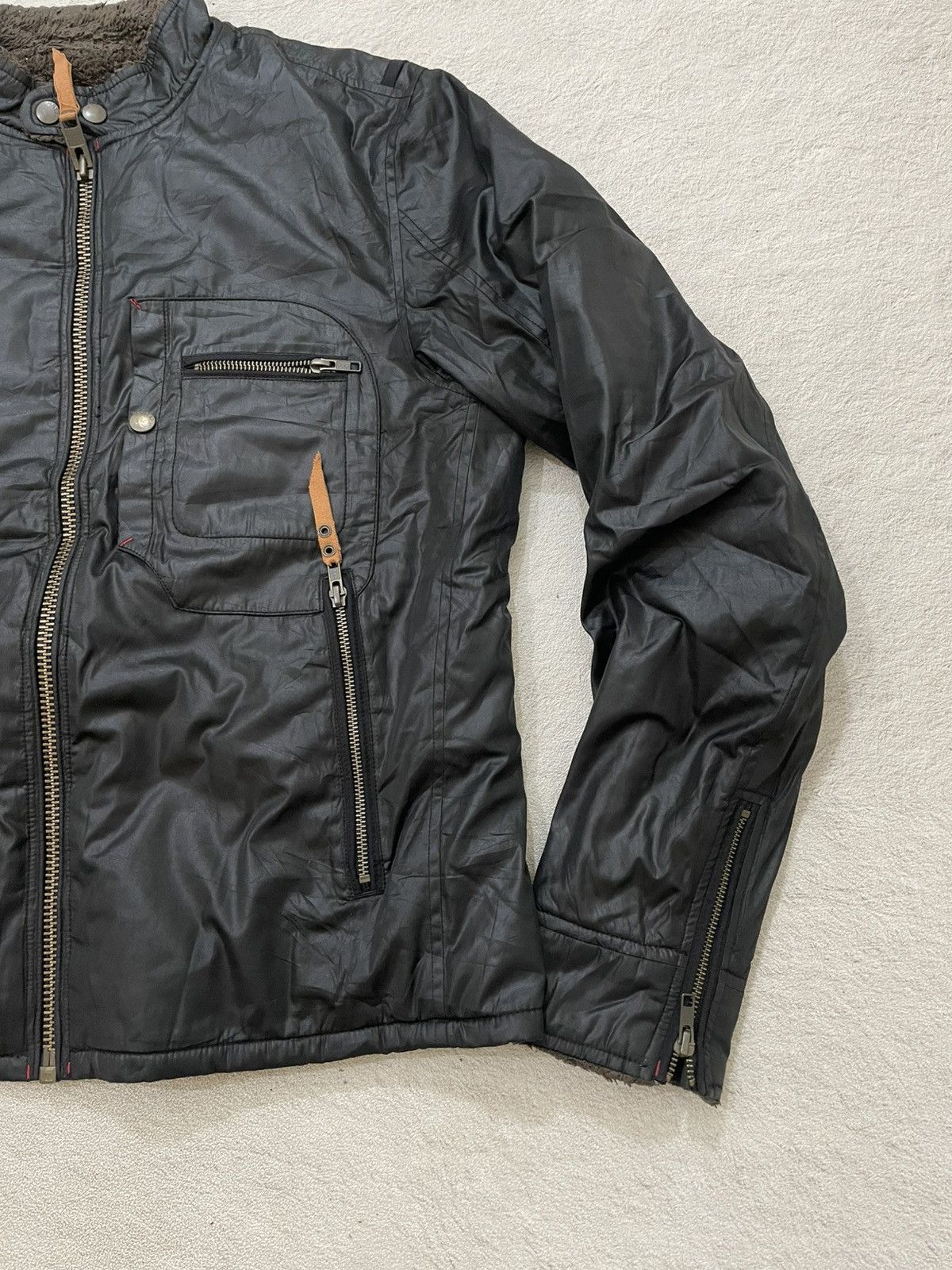 If Six Was Nine 2000s Japan Black Waxed Moto Jacket Sherpa y’s Ifsix LGB Goa Size US L / EU 52-54 / 3 - 2 Thumbnail