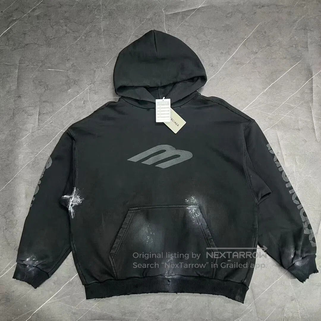 Balenciaga Balenciaga Paint Splatter Distressed Hoodie. Size US M / EU 48-50 / 2 - 1 Thumbnail